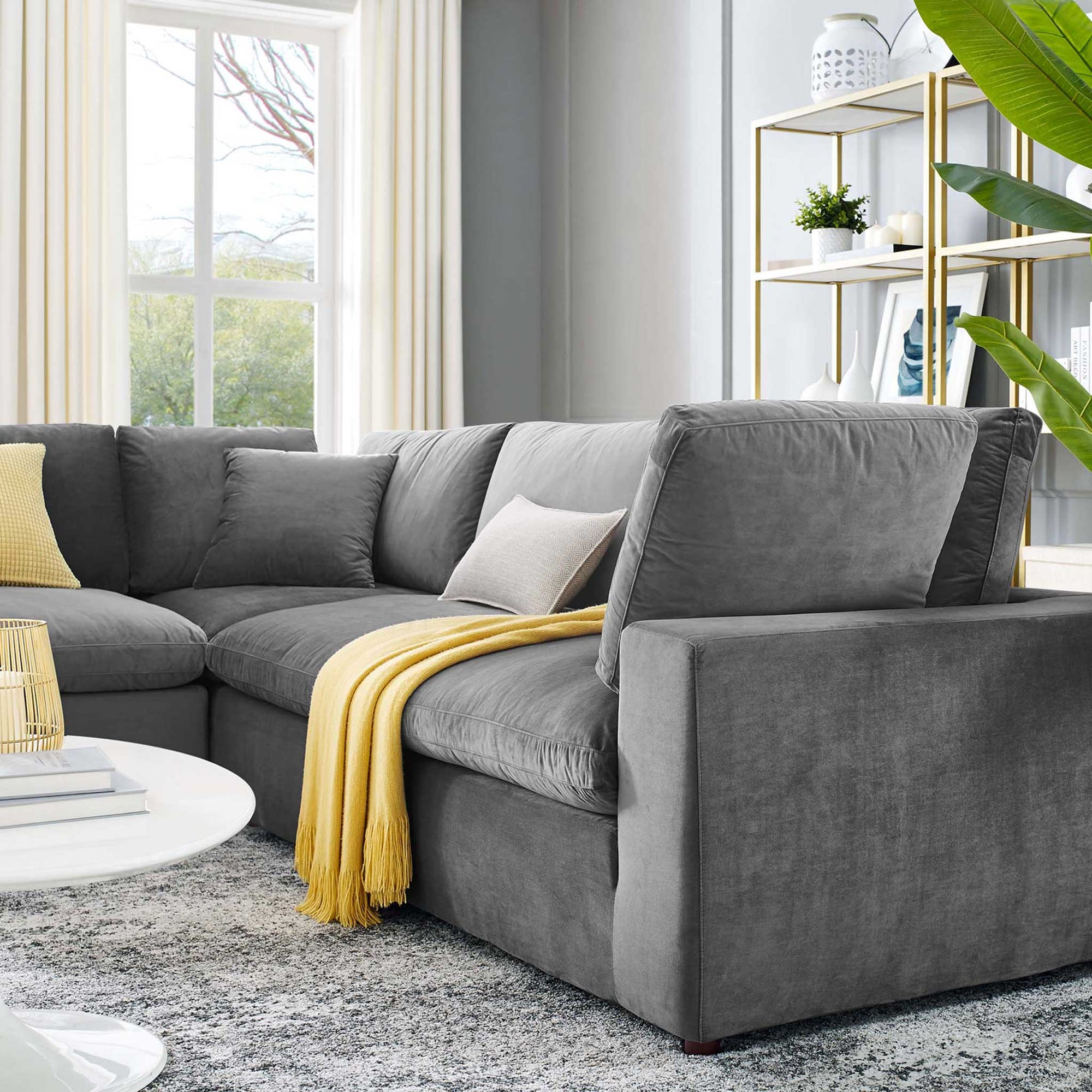 Carmen 5 Piece Modular Sectional Velvet Sofa Gray