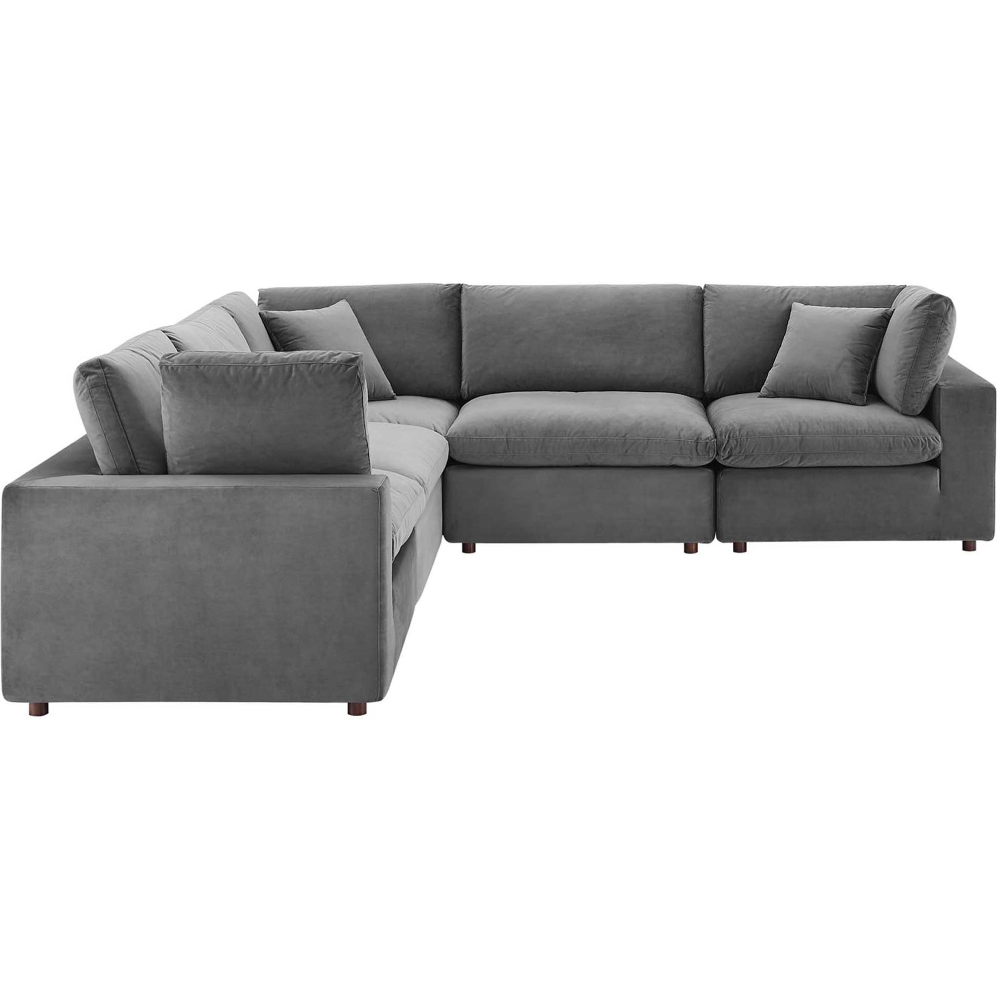 Carmen 5 Piece Modular Sectional Velvet Sofa Gray