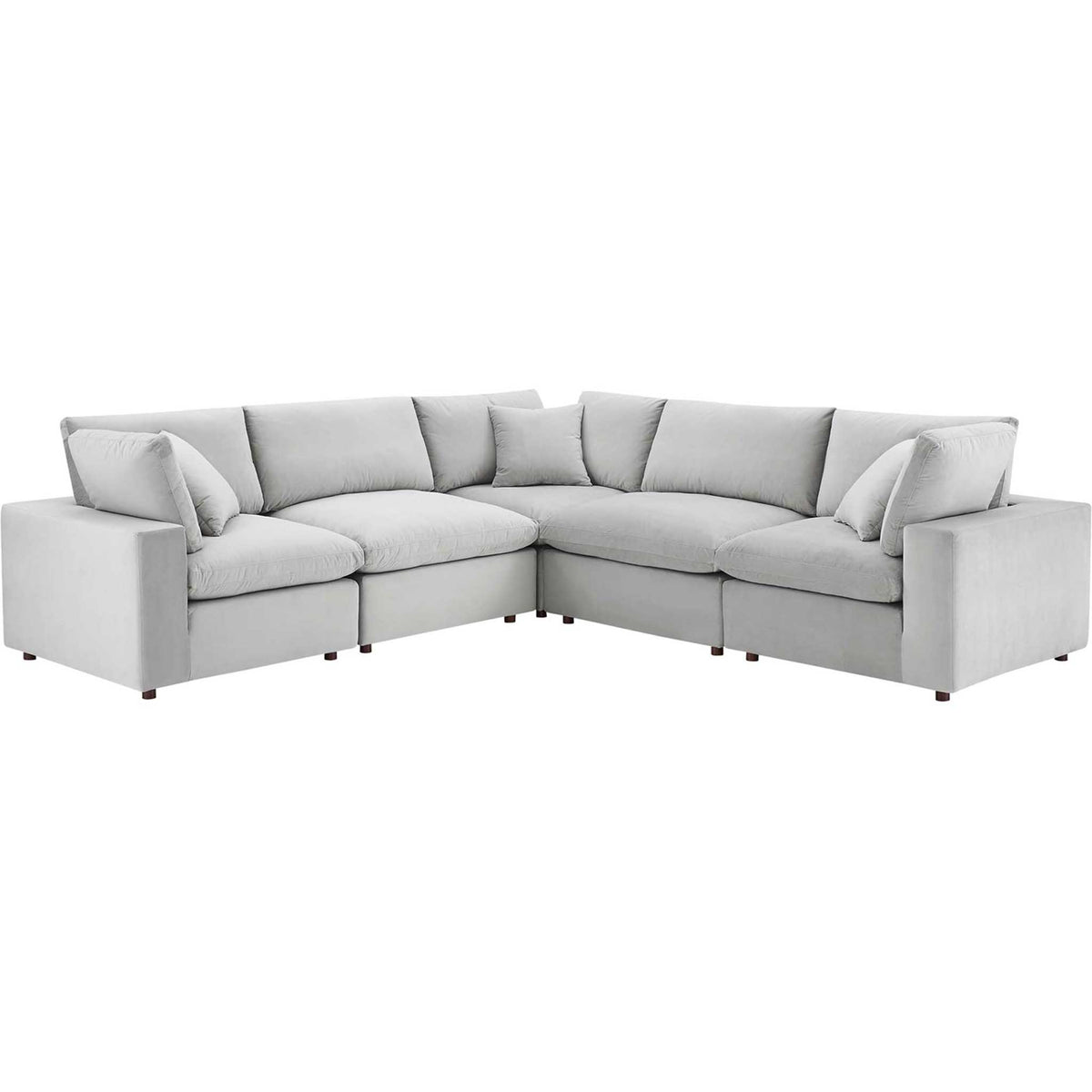 Carmen 5 Piece Modular Sectional Velvet Sofa Light Gray