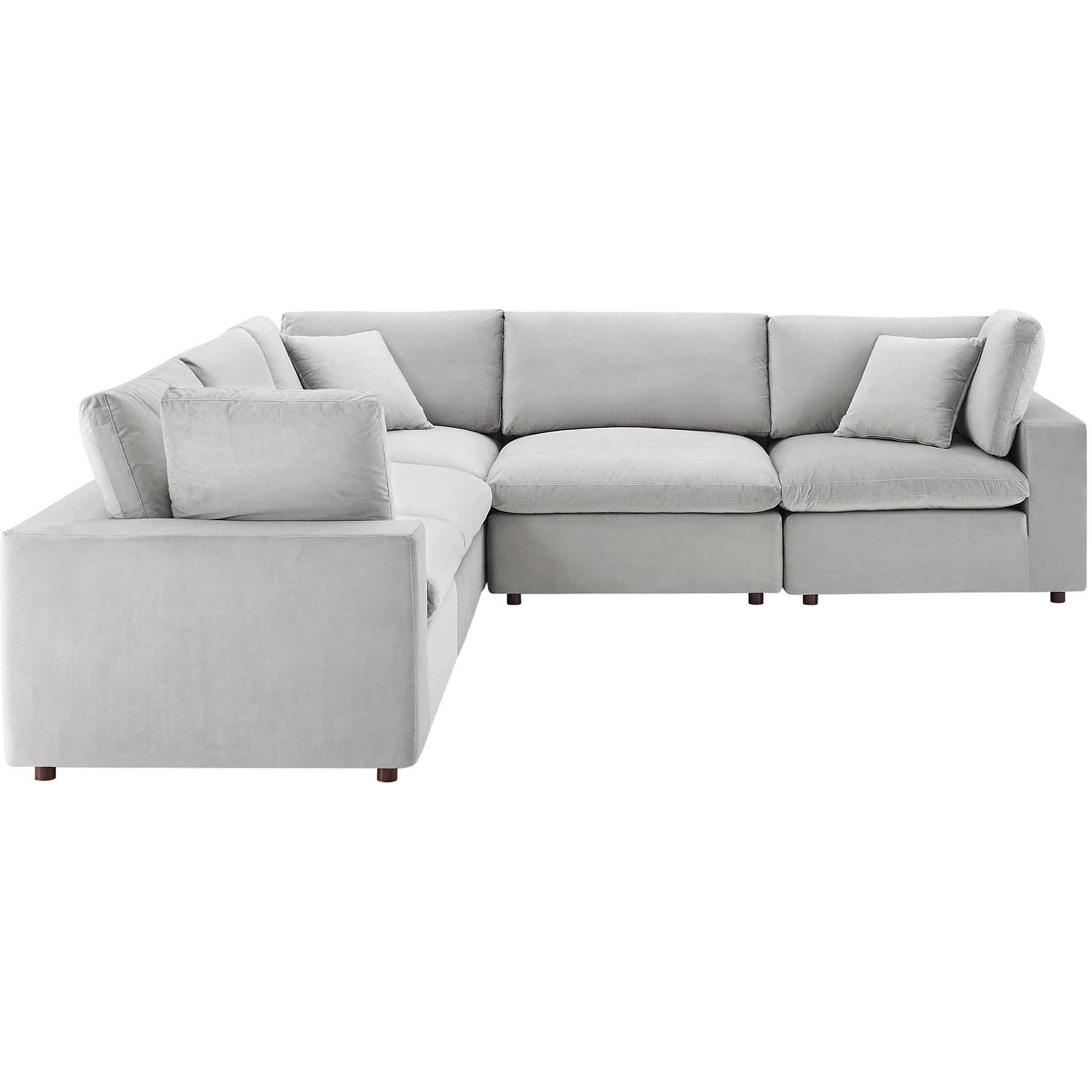 Carmen 5 Piece Modular Sectional Velvet Sofa Light Gray