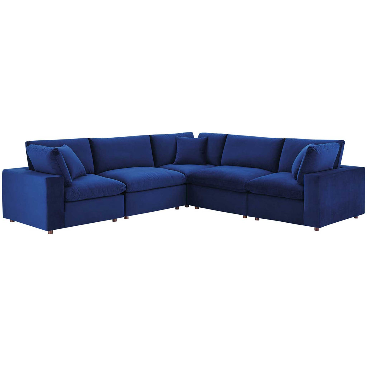 Carmen 5 Piece Modular Sectional Velvet Sofa Navy