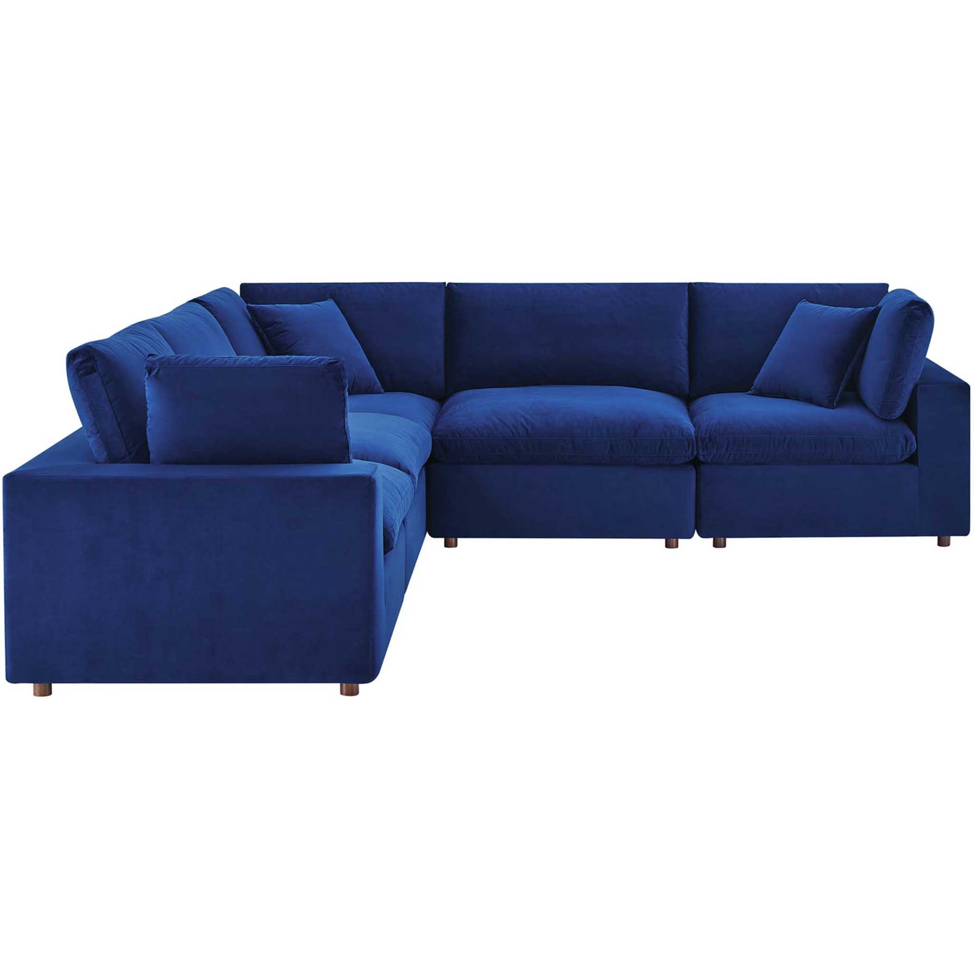 Carmen 5 Piece Modular Sectional Velvet Sofa Navy