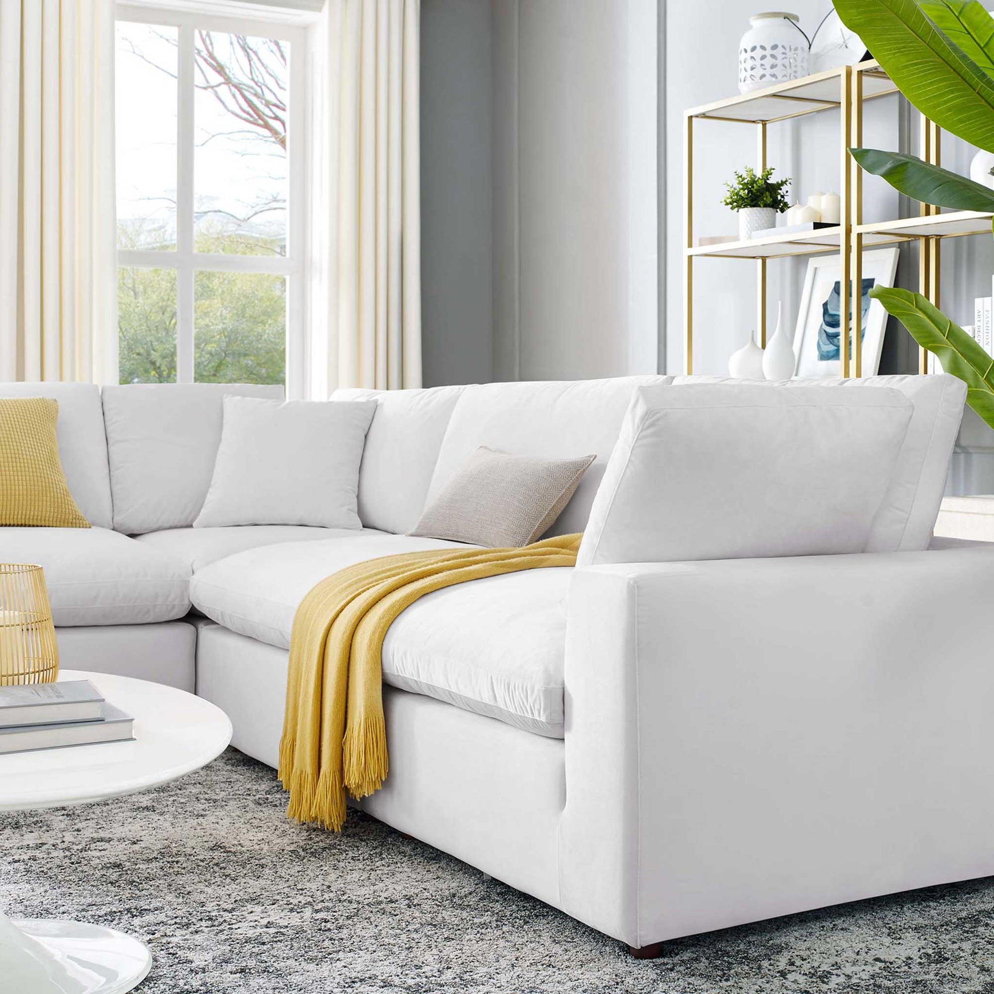 Carmen 5 Piece Modular Sectional Velvet Sofa White