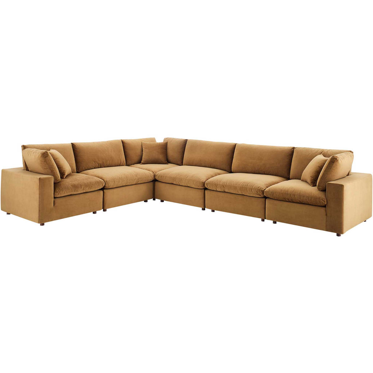 Carmen 6 Piece Modular Sectional Velvet Sofa Cognac