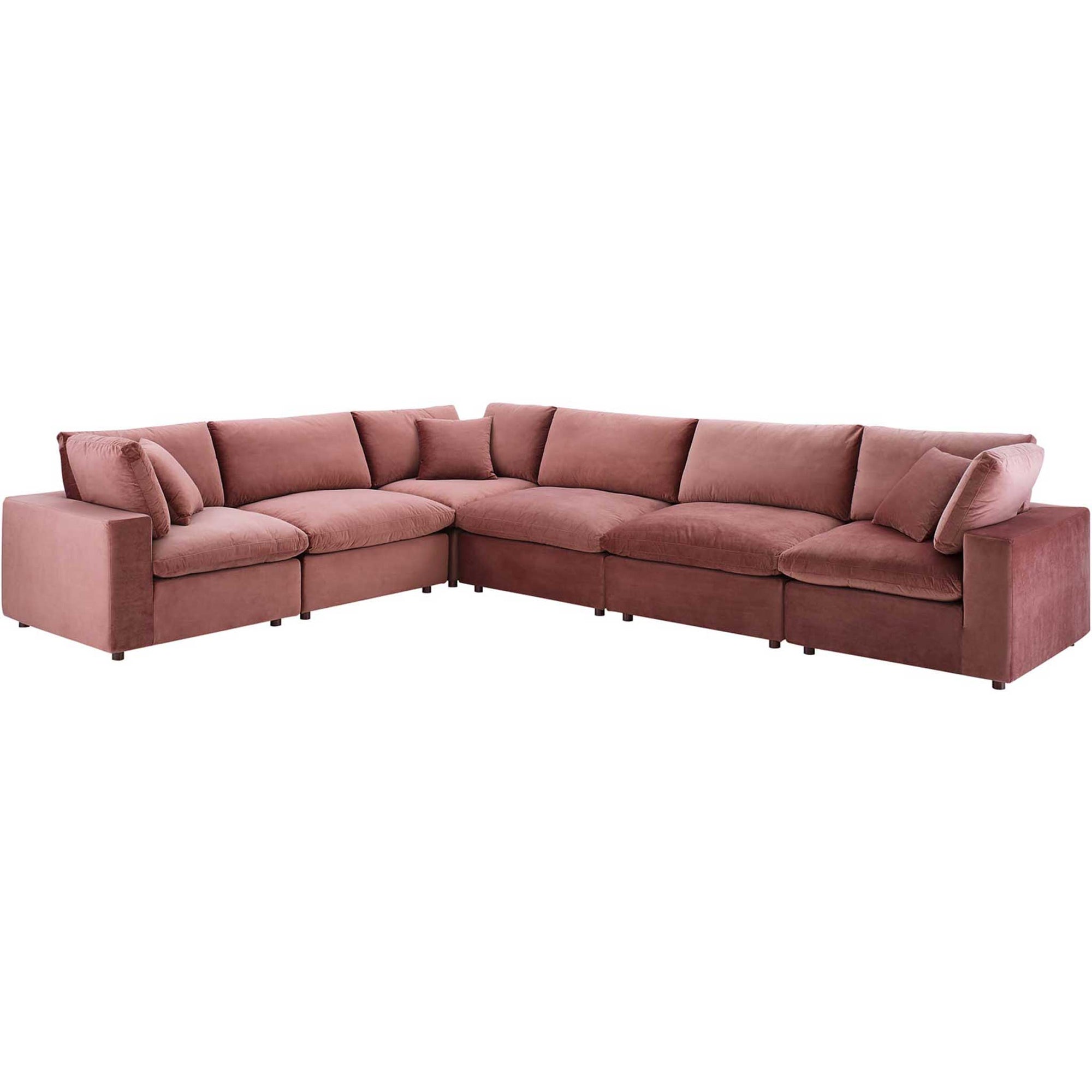 Carmen 6 Piece Modular Sectional Velvet Sofa Dusty Rose