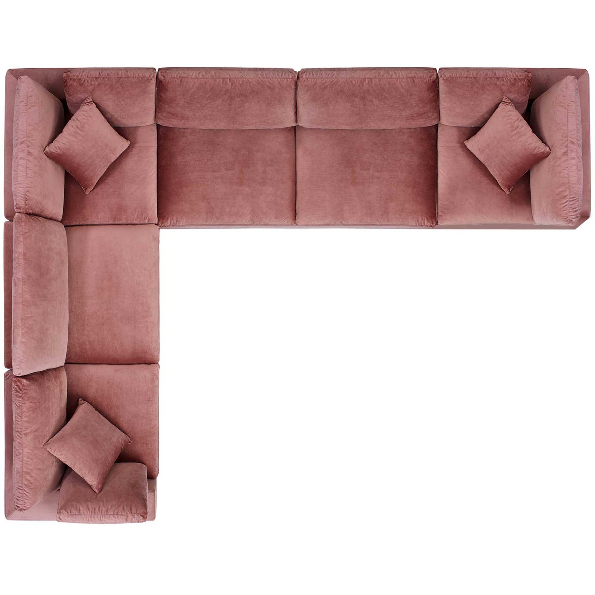 Carmen 6 Piece Modular Sectional Velvet Sofa Dusty Rose