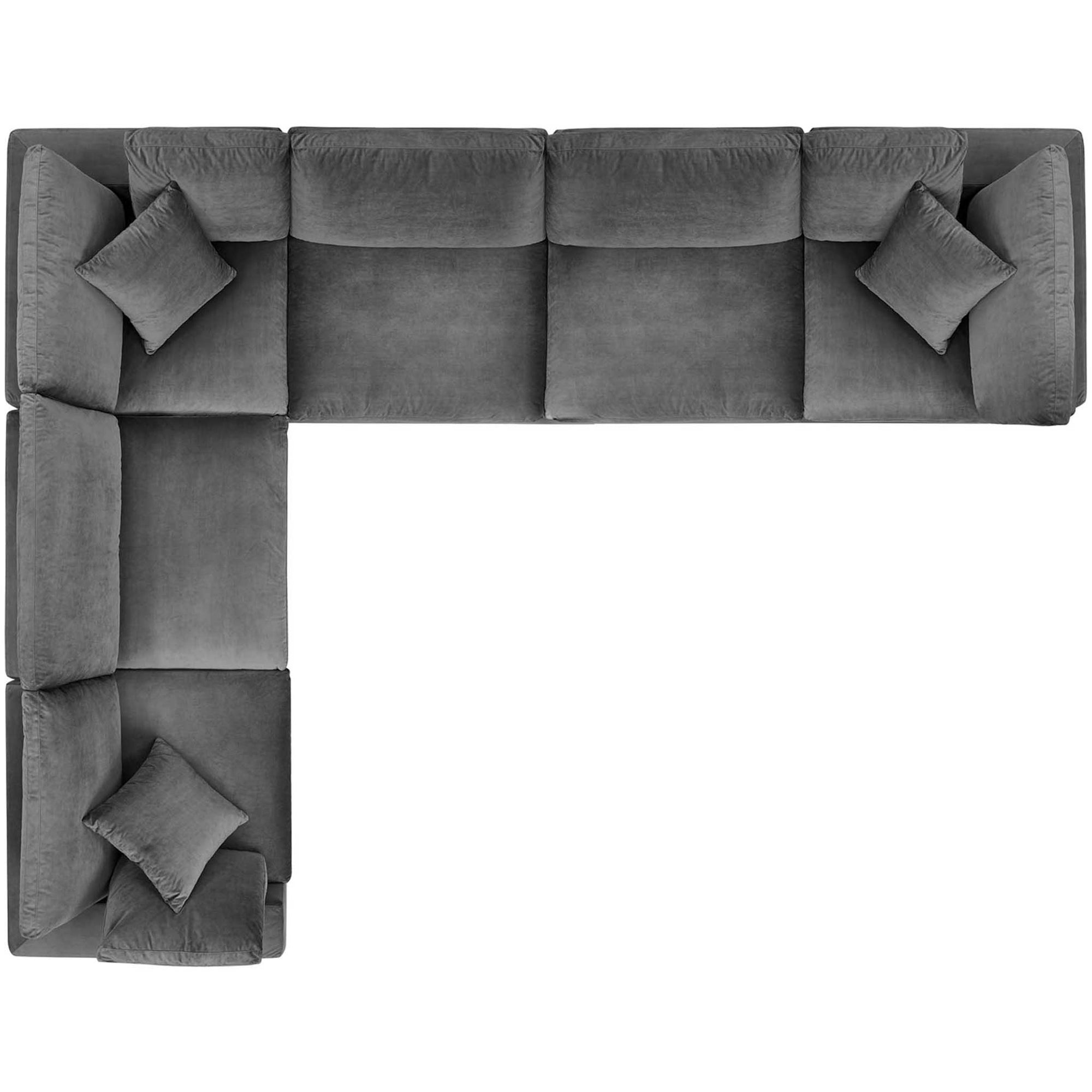 Carmen 6 Piece Modular Sectional Velvet Sofa Gray