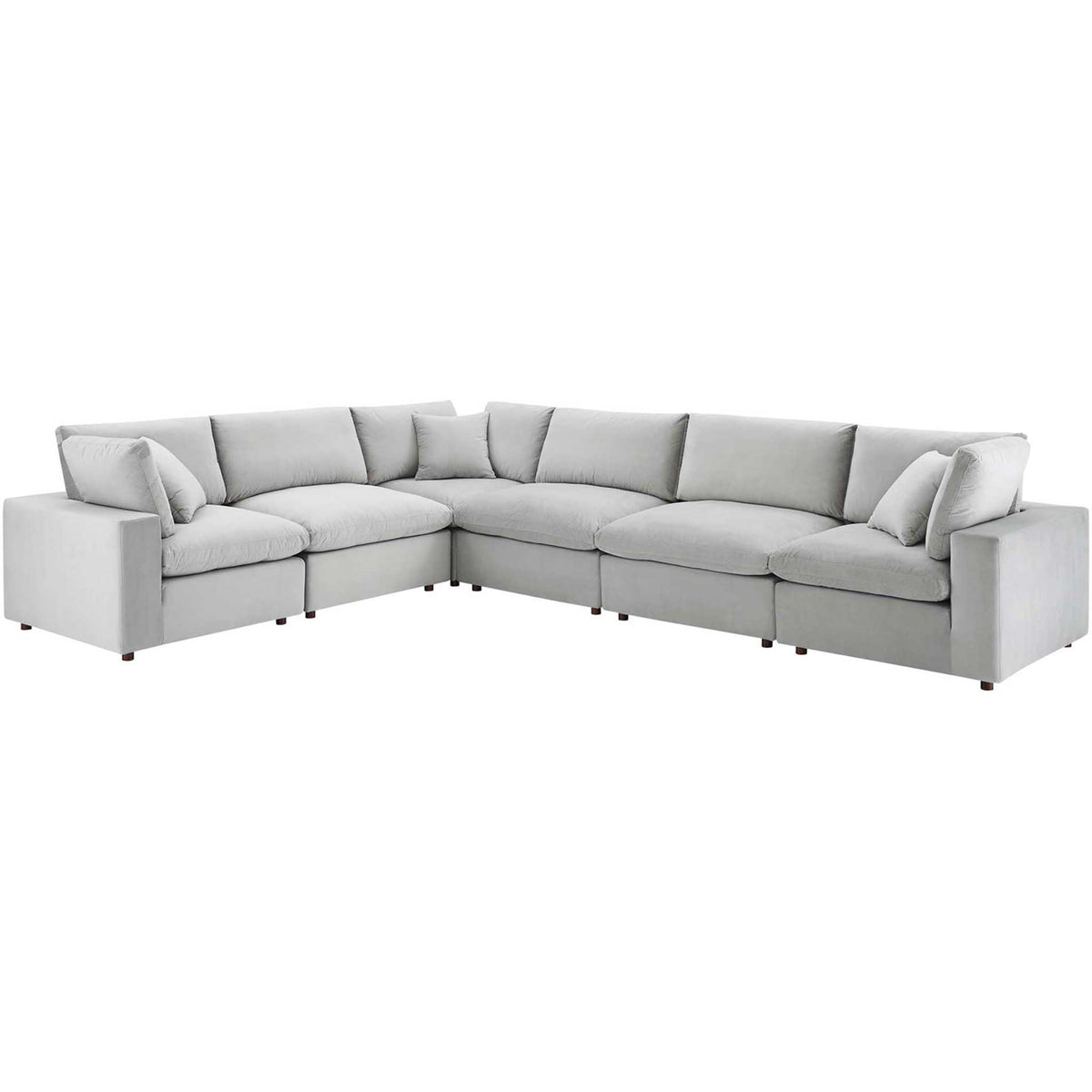 Carmen 6 Piece Modular Sectional Velvet Sofa Light Gray