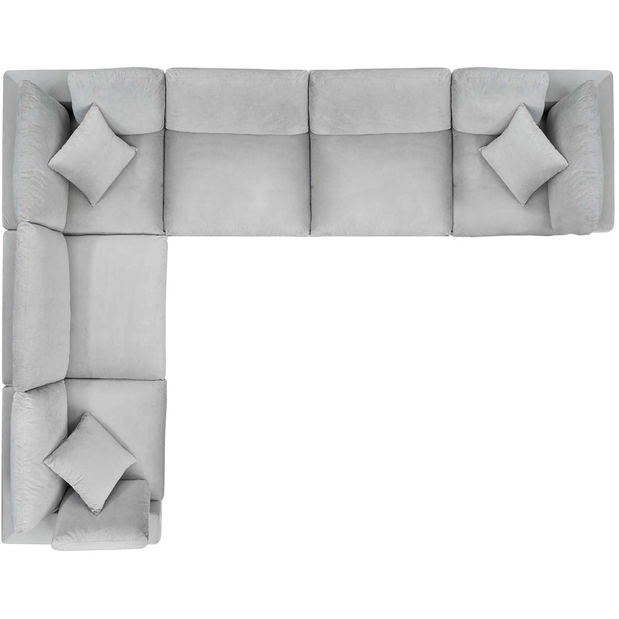 Carmen 6 Piece Modular Sectional Velvet Sofa Light Gray