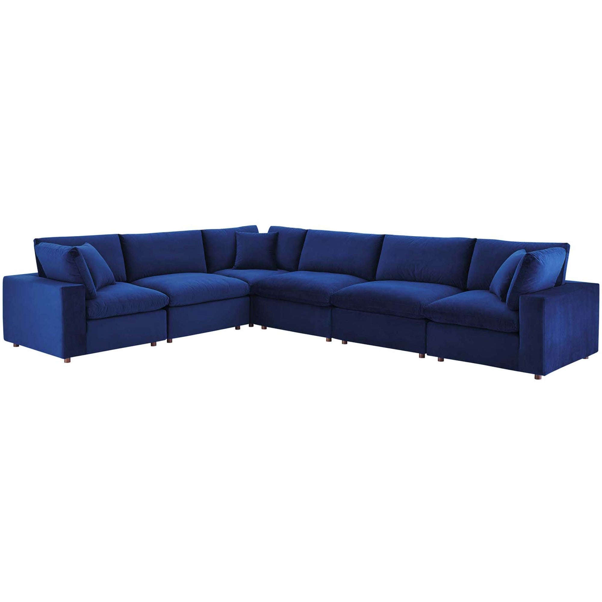 Carmen 6 Piece Modular Sectional Velvet Sofa Navy