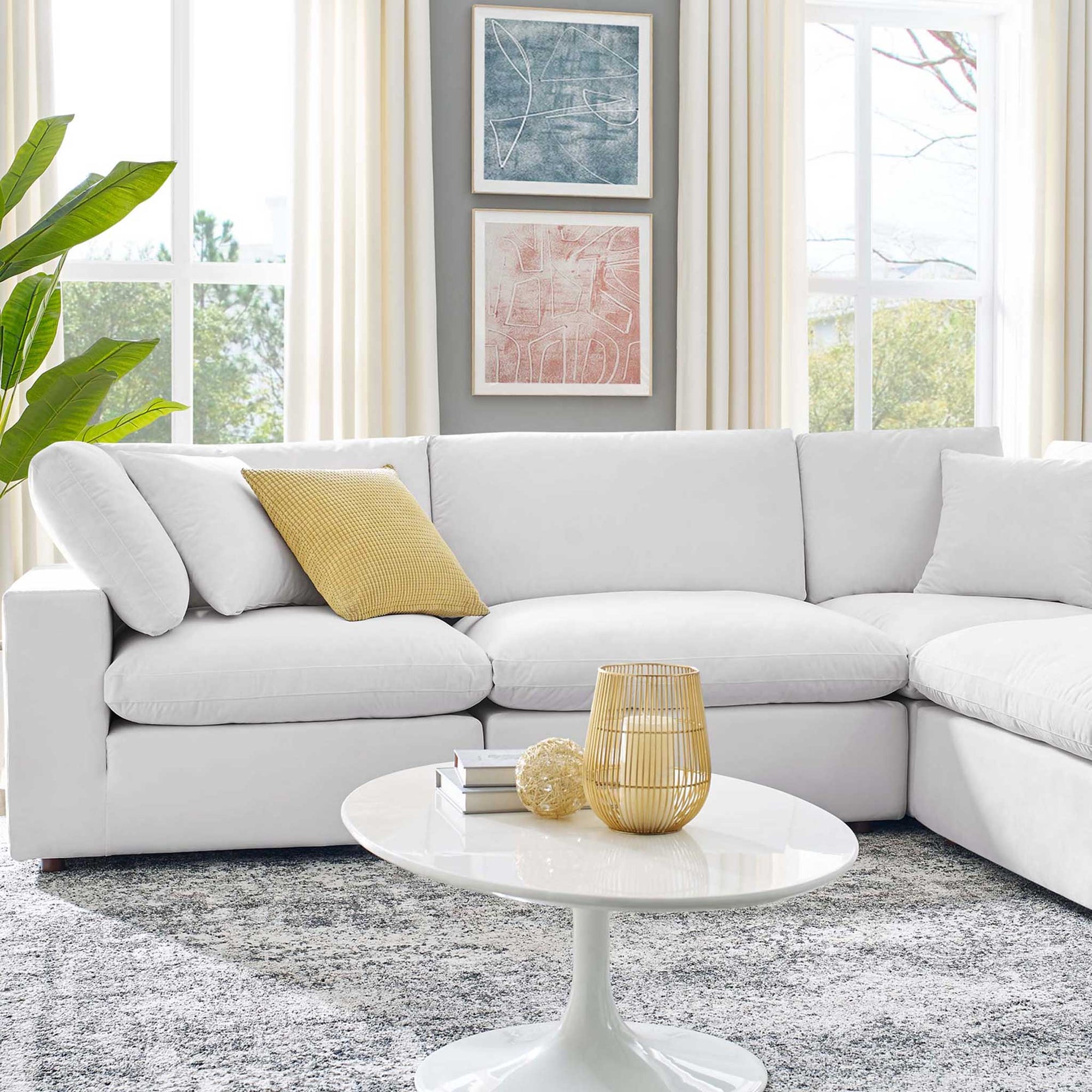 Carmen 6 Piece Modular Sectional Velvet Sofa White