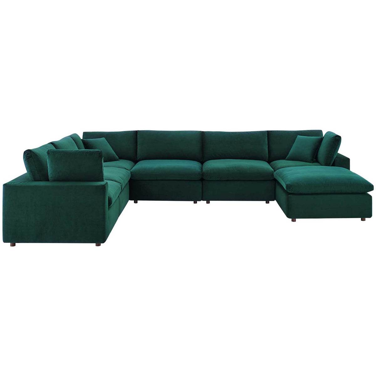 Carmen 7 Piece Modular Velvet Sofa with Ottoman Green