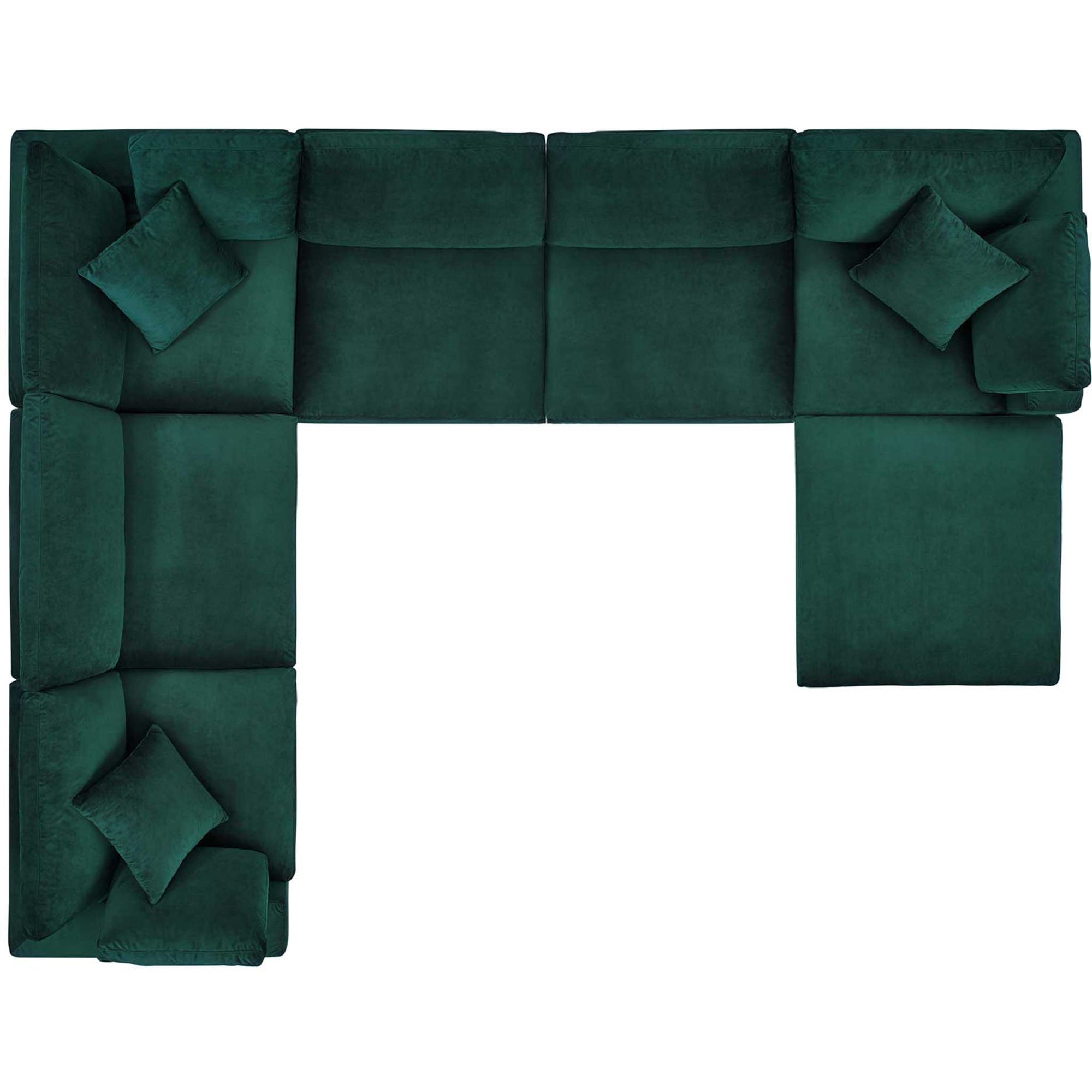 Carmen 7 Piece Modular Velvet Sofa with Ottoman Green