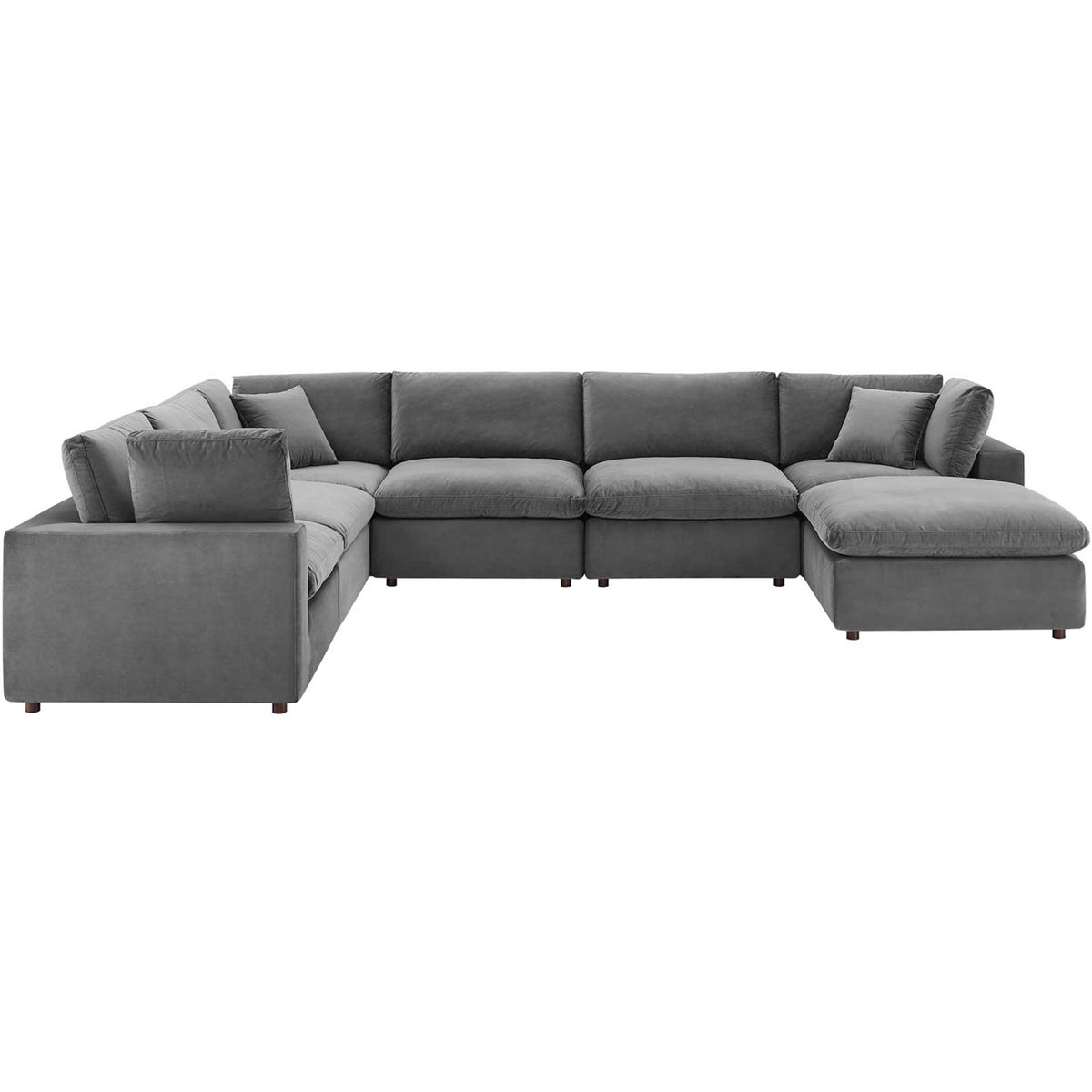 Carmen 7 Piece Modular Velvet Sofa with Ottoman Gray