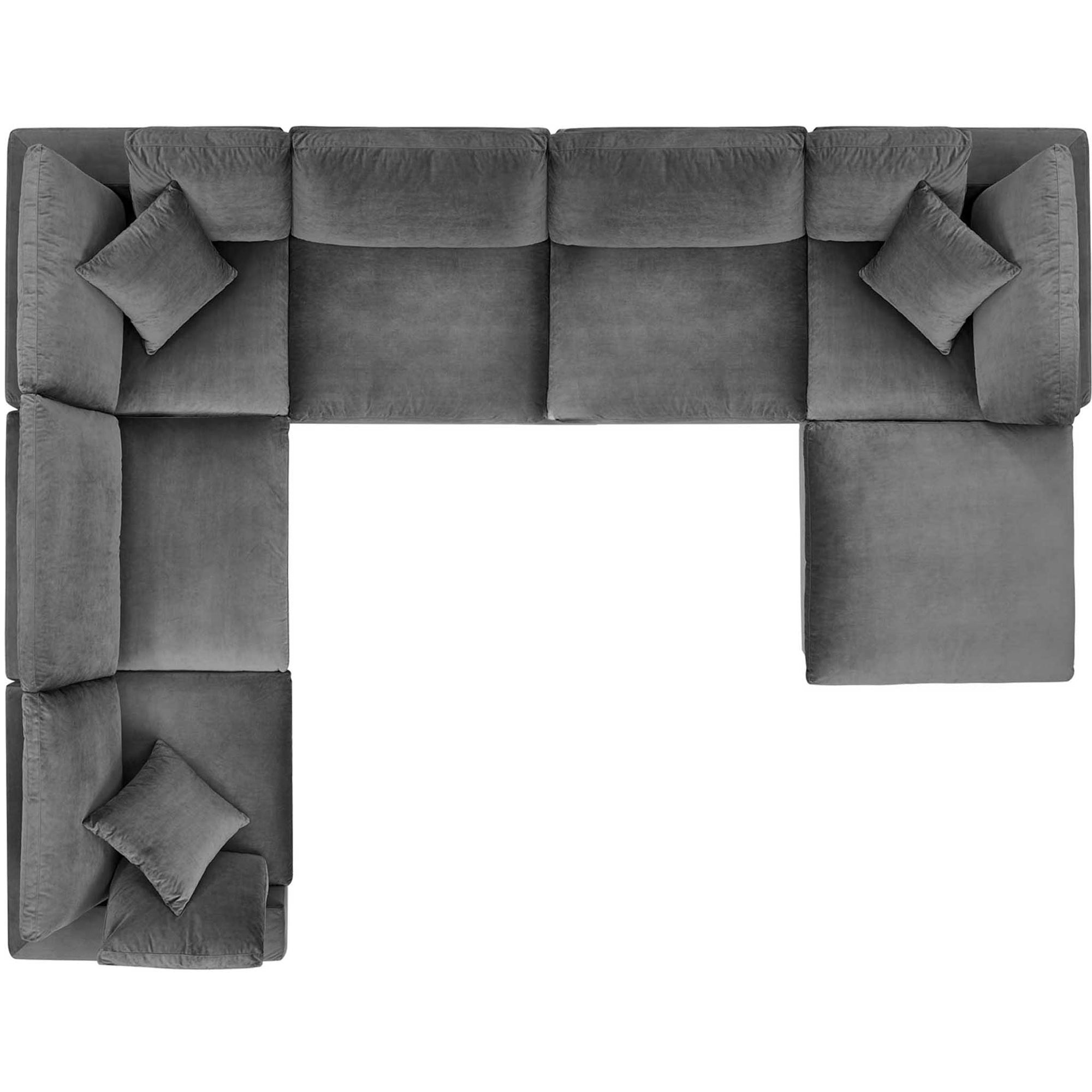 Carmen 7 Piece Modular Velvet Sofa with Ottoman Gray