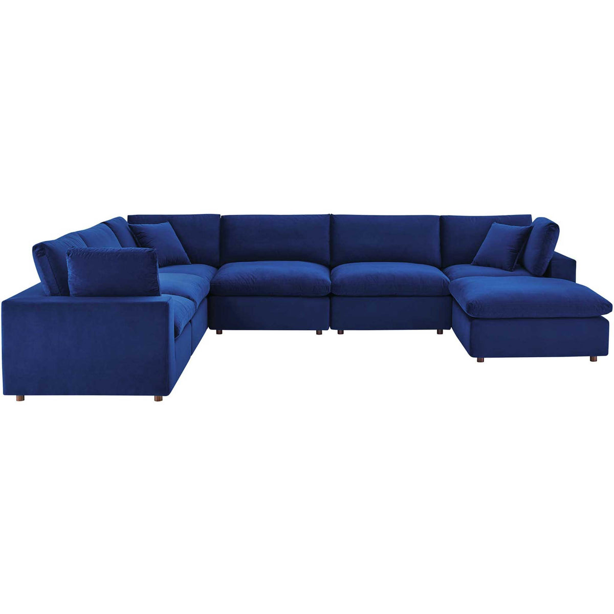 Carmen 7 Piece Modular Velvet Sofa with Ottoman Navy