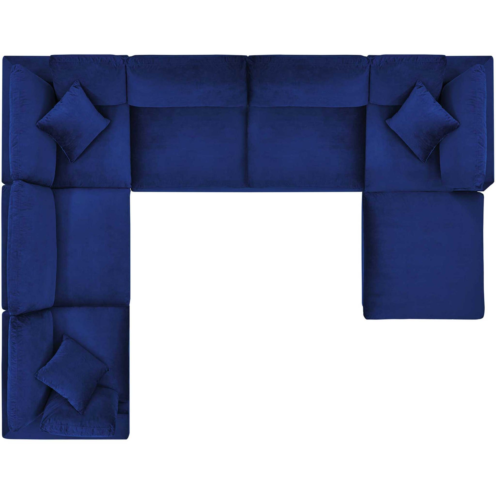 Carmen 7 Piece Modular Velvet Sofa with Ottoman Navy