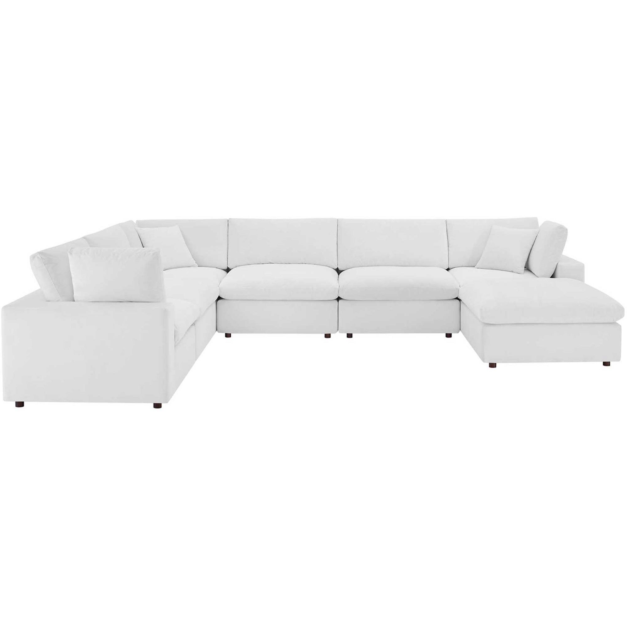 Carmen 7 Piece Modular Velvet Sofa with Ottoman White