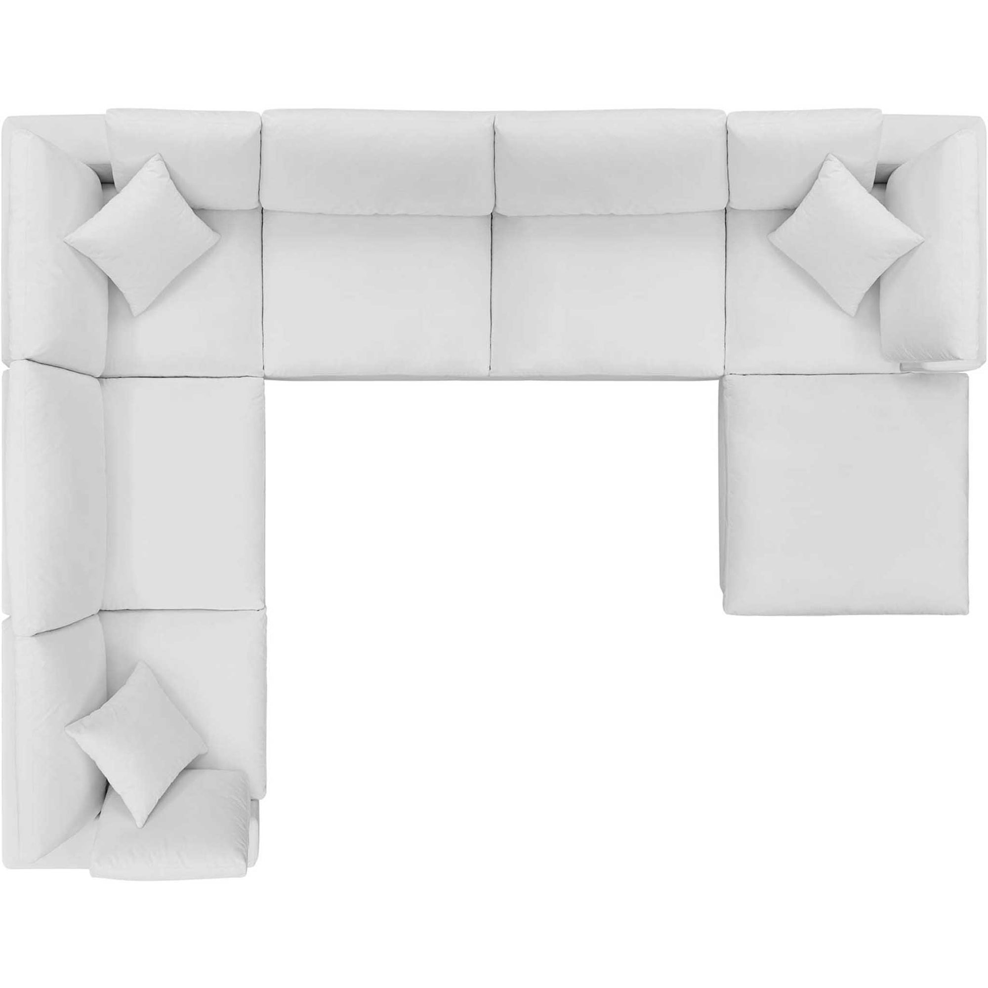 Carmen 7 Piece Modular Velvet Sofa with Ottoman White