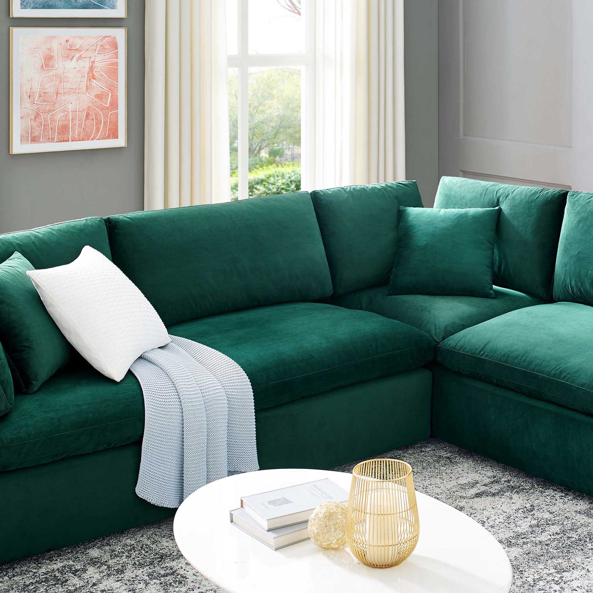 Carmen 8 Piece Modular Sectional Velvet Sofa Green