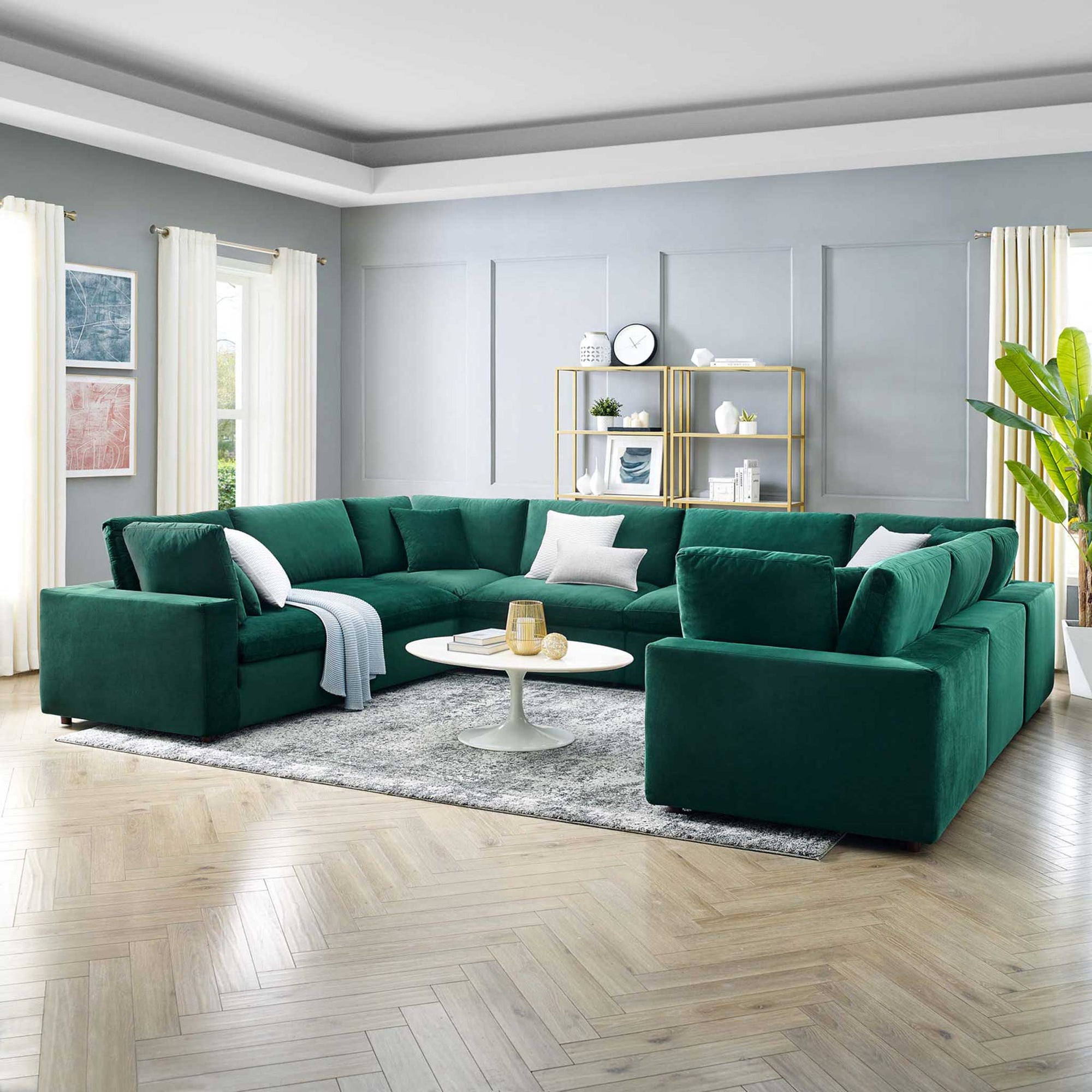 Carmen 8 Piece Modular Sectional Velvet Sofa Green