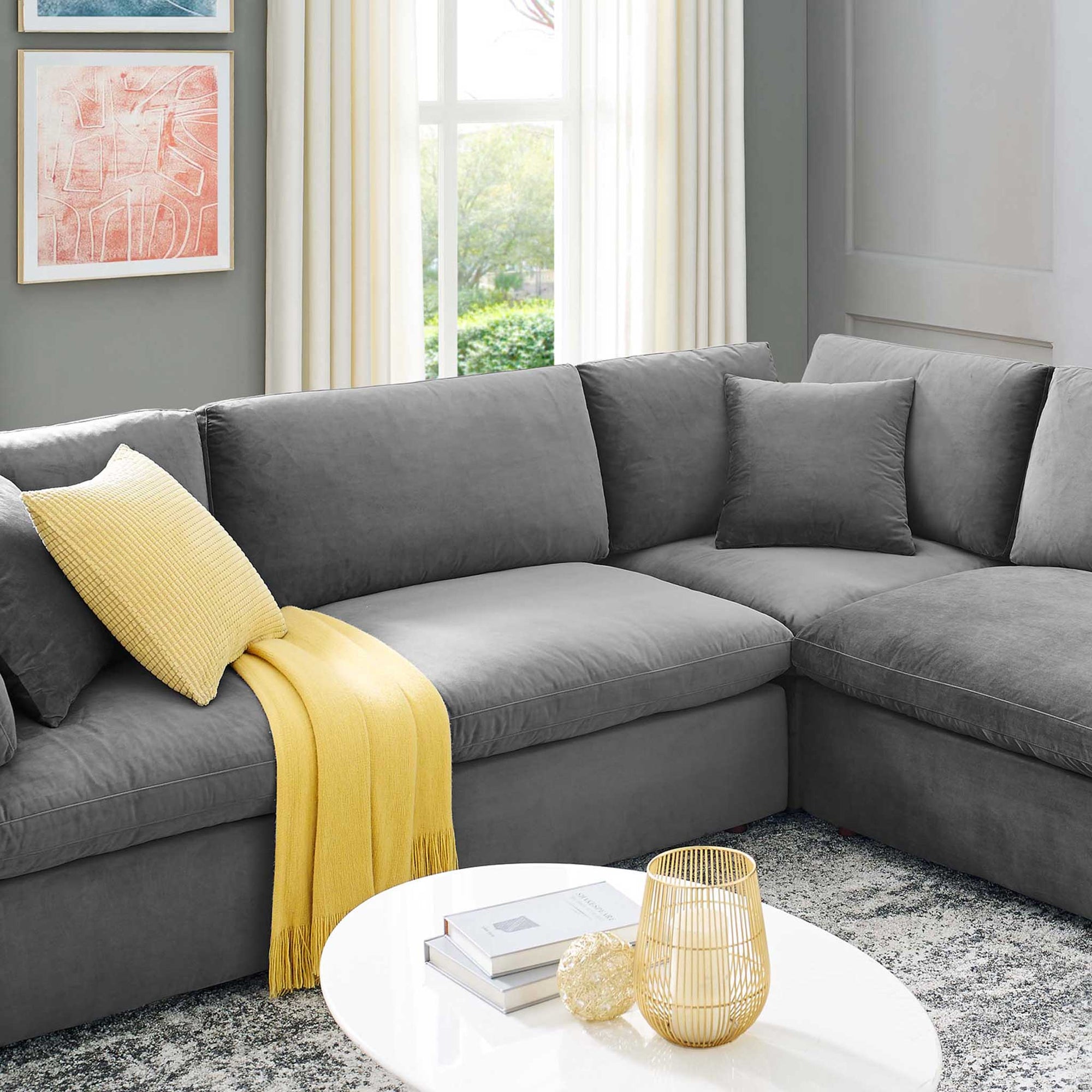 Carmen 8 Piece Modular Sectional Velvet Sofa Gray