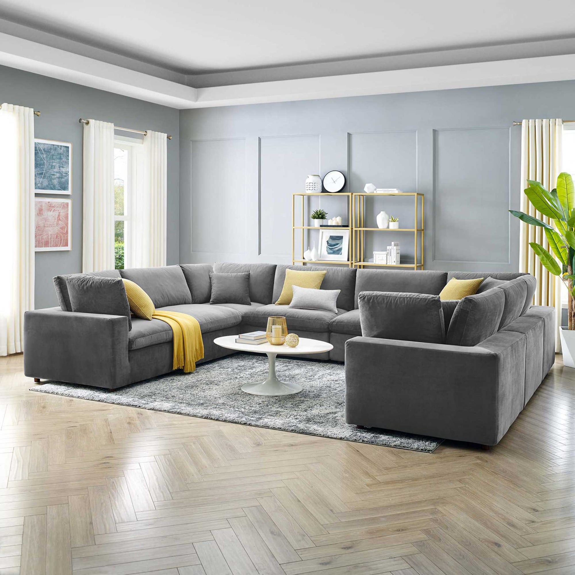 Carmen 8 Piece Modular Sectional Velvet Sofa Gray