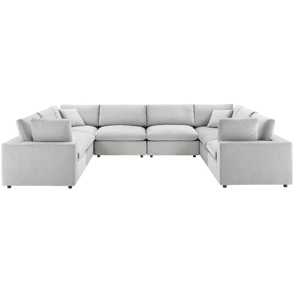 Carmen 8 Piece Modular Sectional Velvet Sofa Light Gray