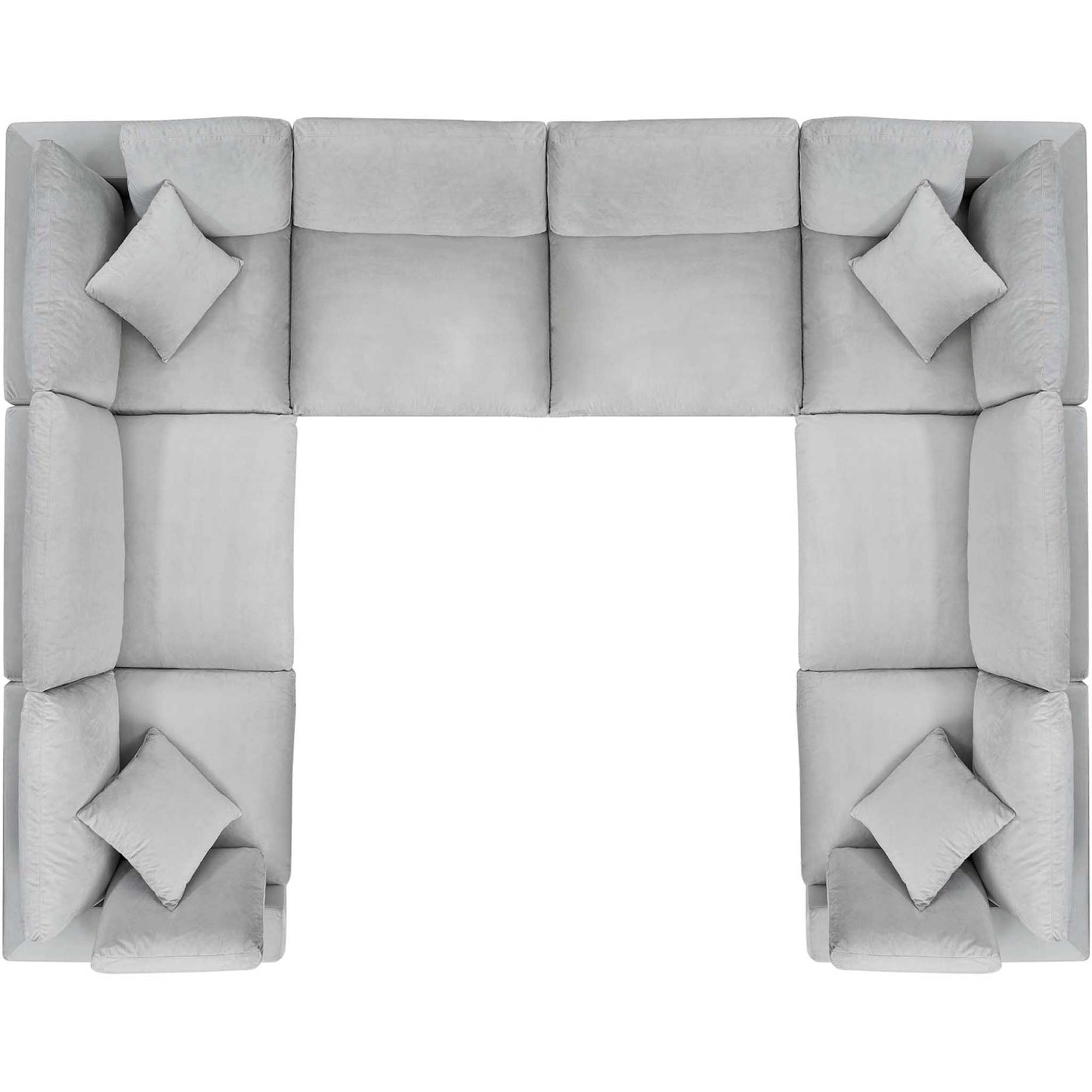 Carmen 8 Piece Modular Sectional Velvet Sofa Light Gray