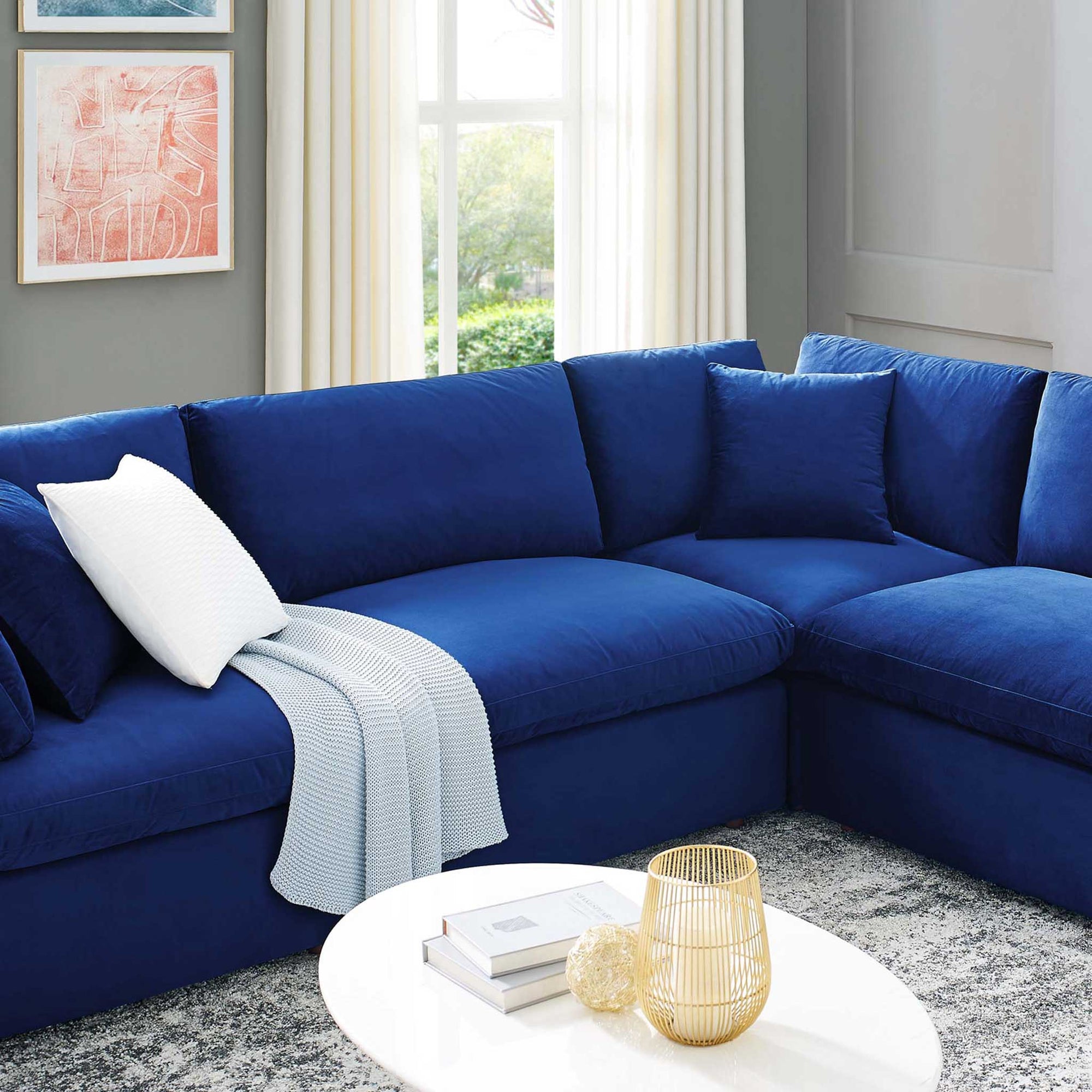 Carmen 8 Piece Modular Sectional Velvet Sofa Navy