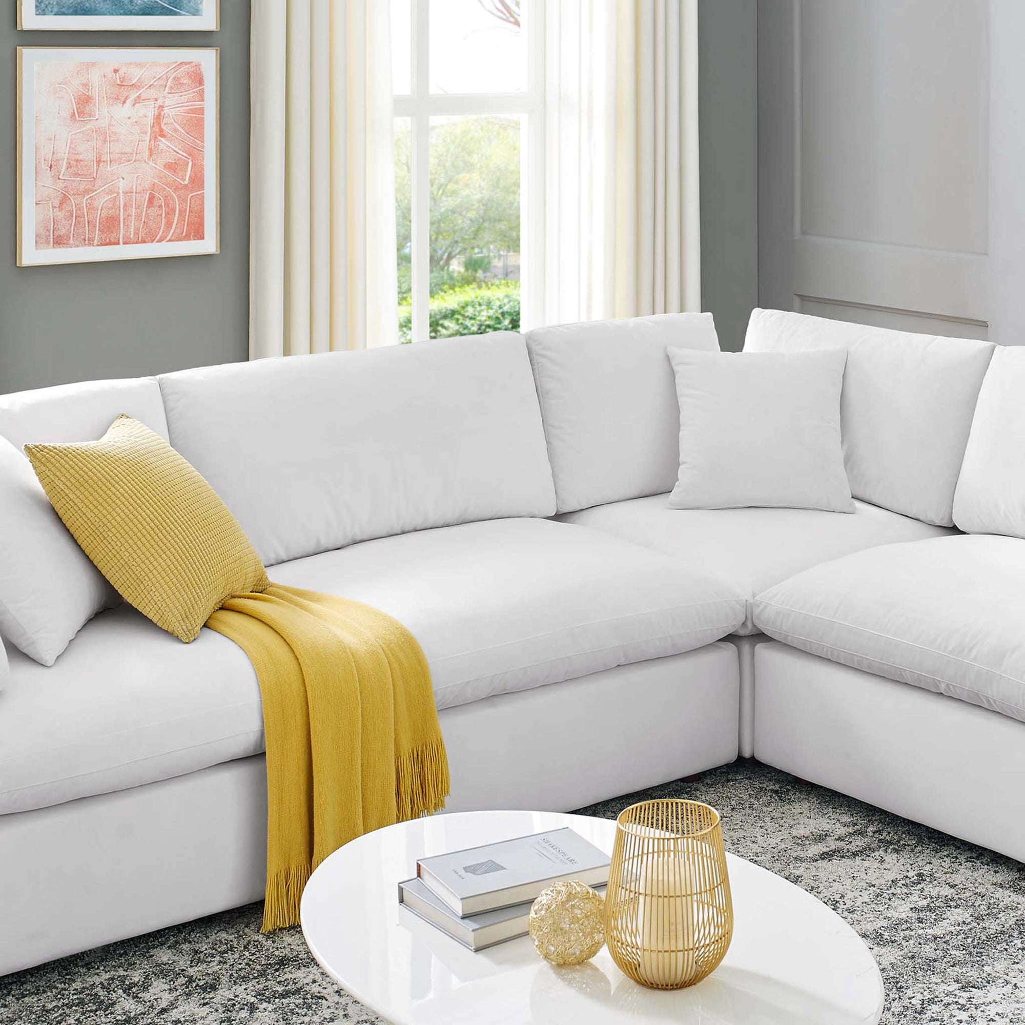 Carmen 8 Piece Modular Sectional Velvet Sofa White