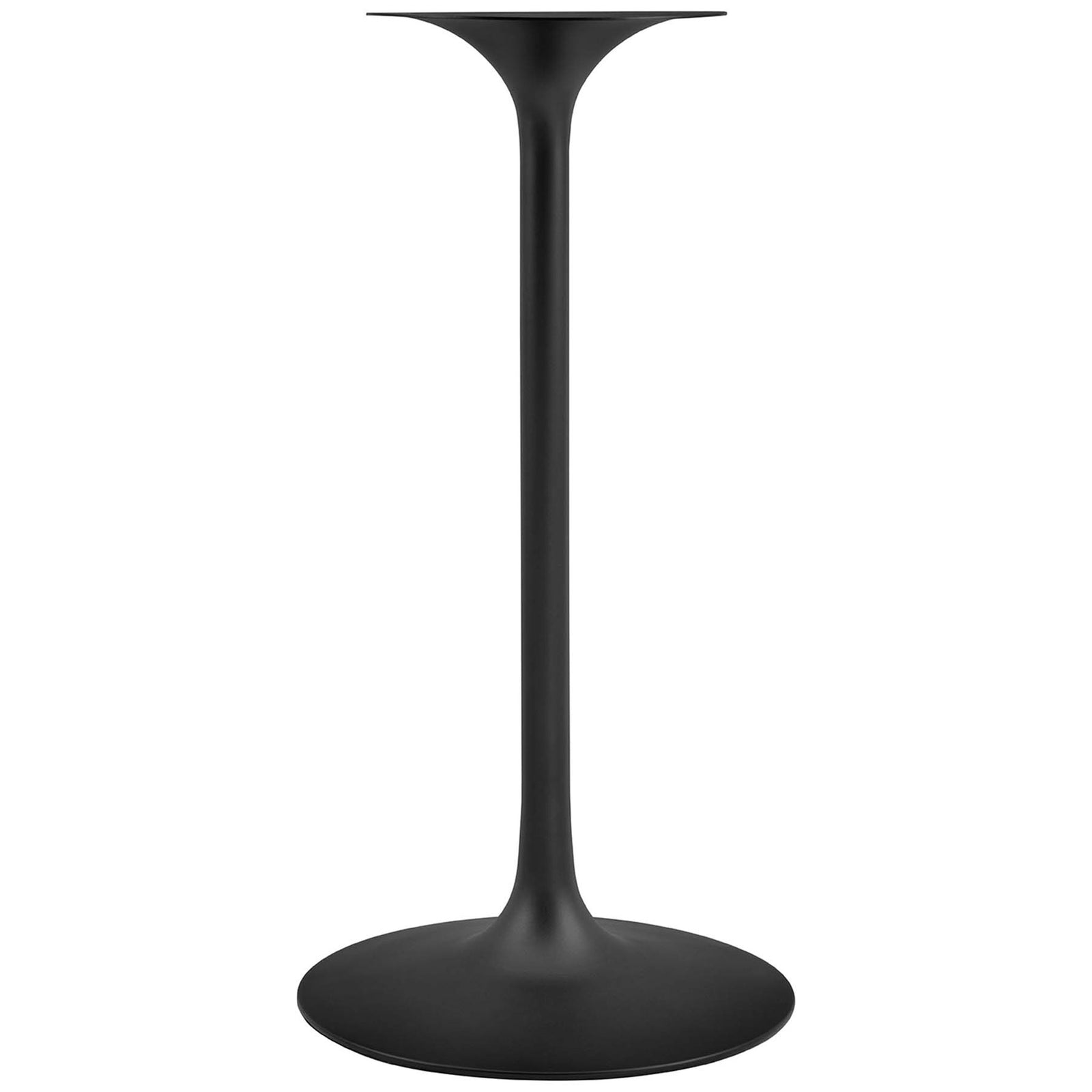 Tapered matte black pedestal base offers sturdy support with a sculptural silhouette || EEI-4892-BLK-BLK || leg_studio