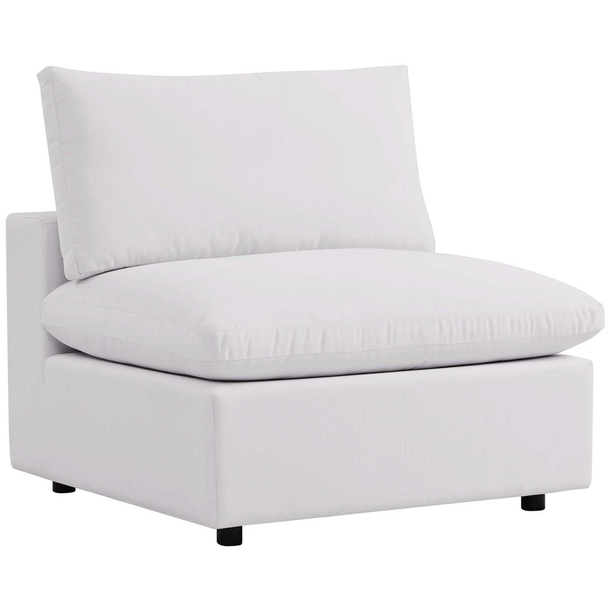 Crisp white Commix outdoor chair with generous seat cushion and supportive backrest || EEI-4902-WHI || front_angle_studio