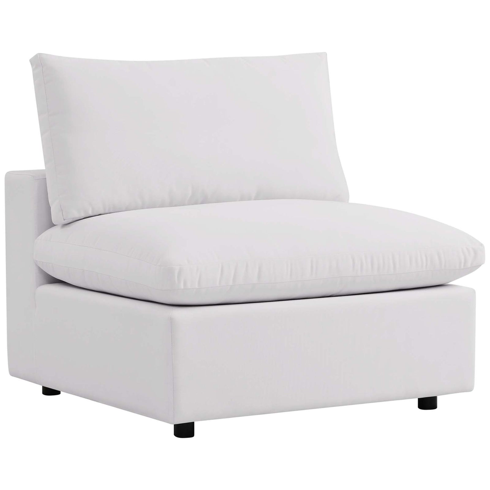 Crisp white Commix outdoor chair with generous seat cushion and supportive backrest || EEI-4902-WHI || front_angle_studio