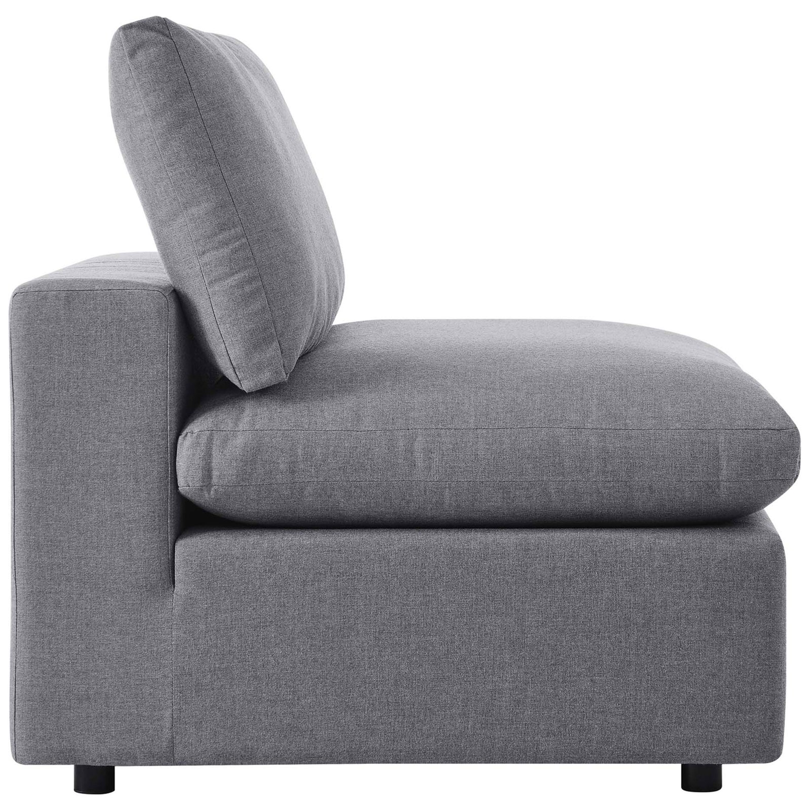 Slate gray Sunbrella armless chair with extra deep seat and tall back cushion for lounging || EEI-4905-SLA || side_studio