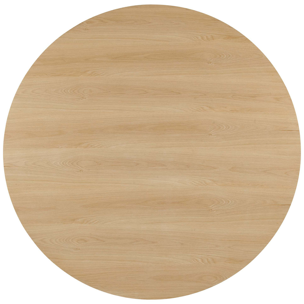 Expansive round oak tabletop showcasing a smooth wood grain pattern and softly beveled edge || EEI-4911-OAK || top_studio