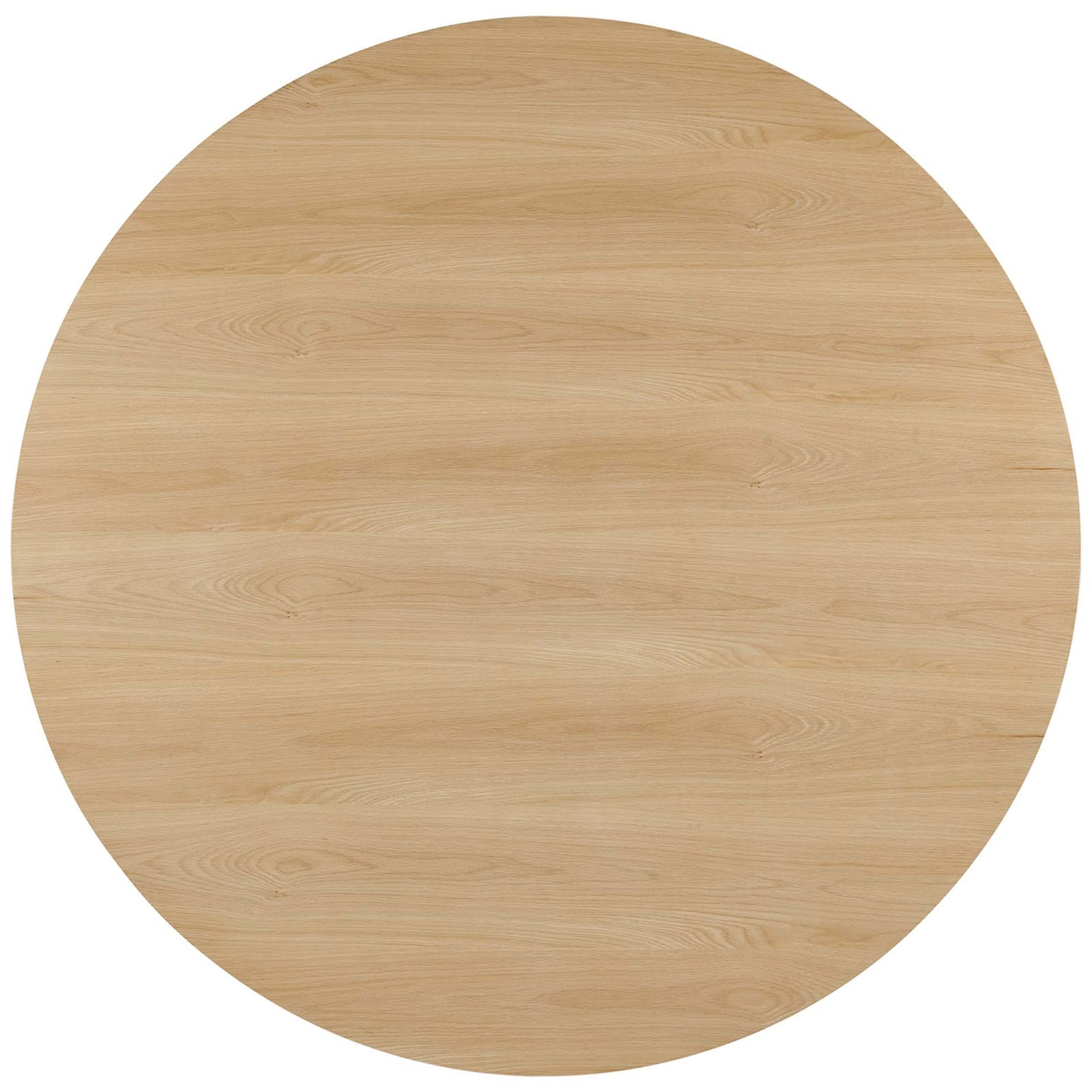 Expansive round oak tabletop showcasing a smooth wood grain pattern and softly beveled edge || EEI-4911-OAK || top_studio