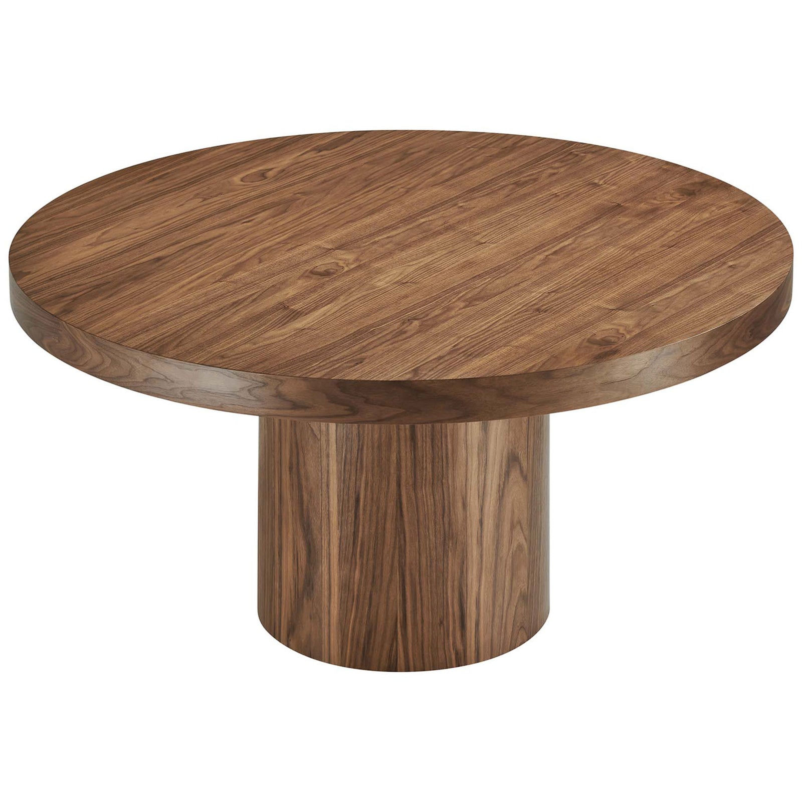 Spacious 60 inch round table in warm walnut finish for inviting dining spaces || EEI-4911-WAL || front_angle_studio