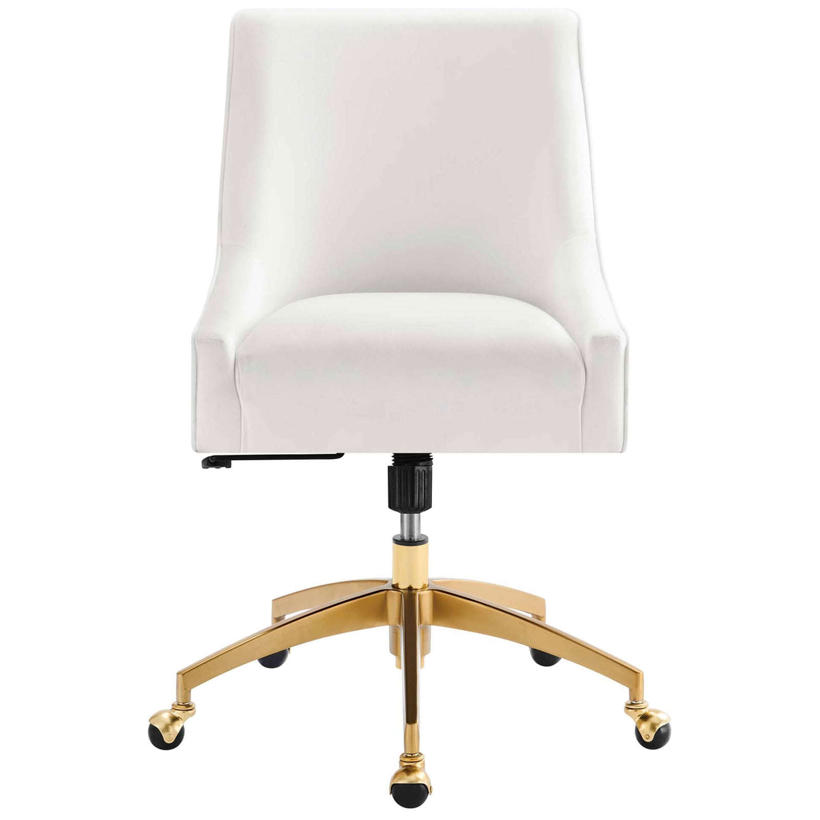 Generously cushioned white performance velvet task chair with gently curved seat and supportive high backrest || EEI-5080-WHI || front_studio