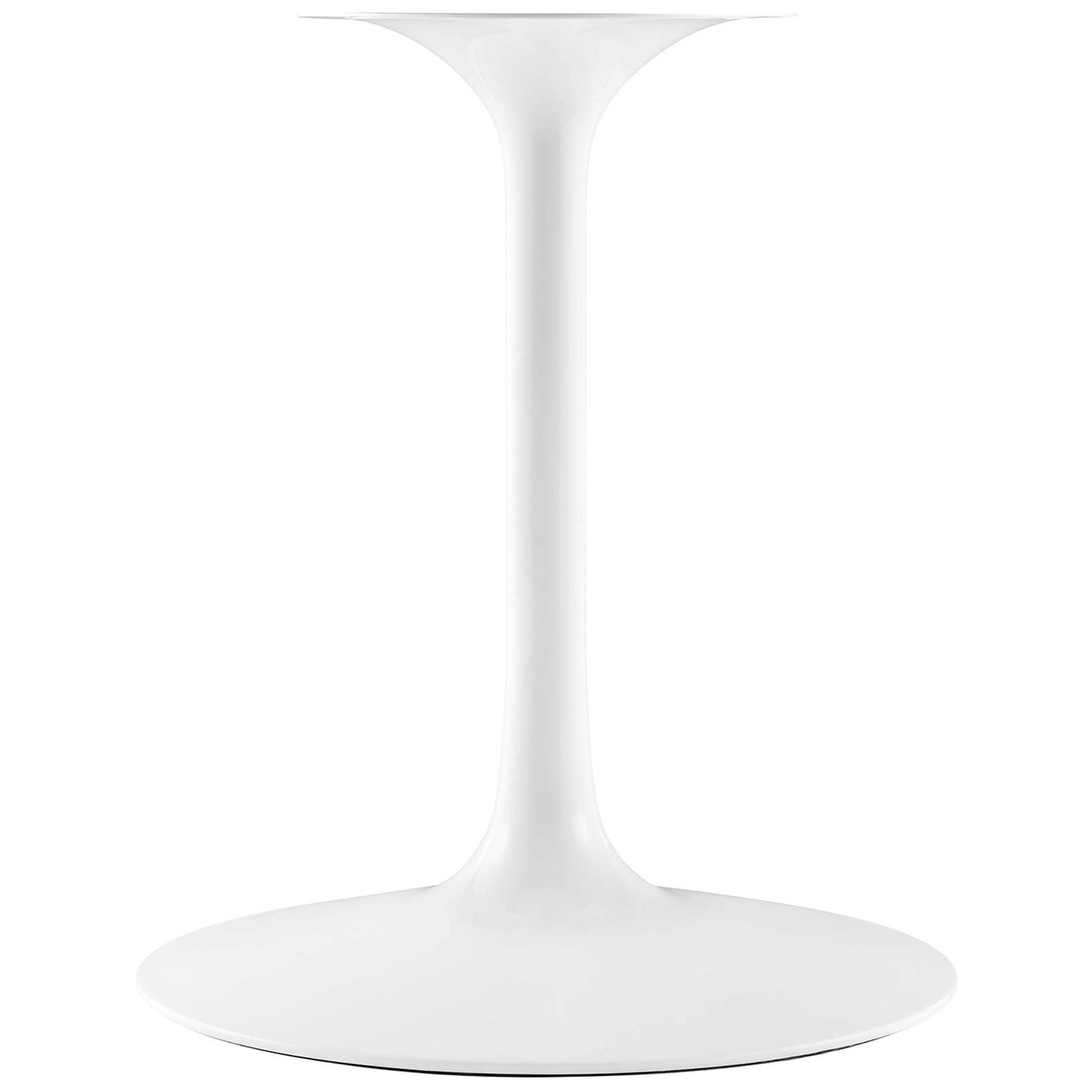 White tulip style pedestal base with wide circular foot for the 60 inch faux marble table || EEI-5184-WHI-BLK || leg_studio