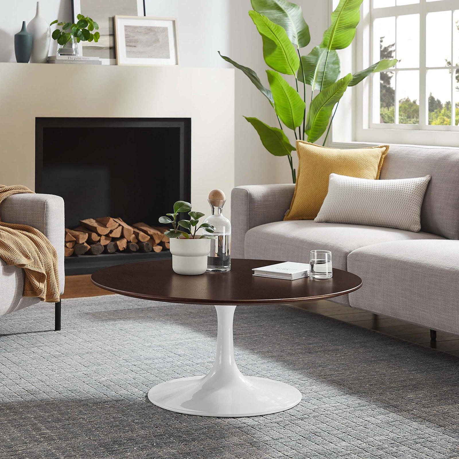 Mid-century modern statement piece anchoring the living room with timeless pedestal design || EEI-5187-WHI-CHE || front_angle_room
