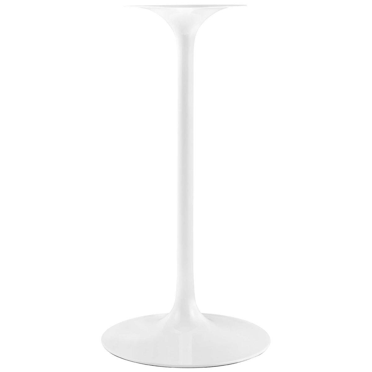 Tapered white pedestal column and round base for a clean, mid-century look || EEI-5203-WHI-BLK || leg_studio