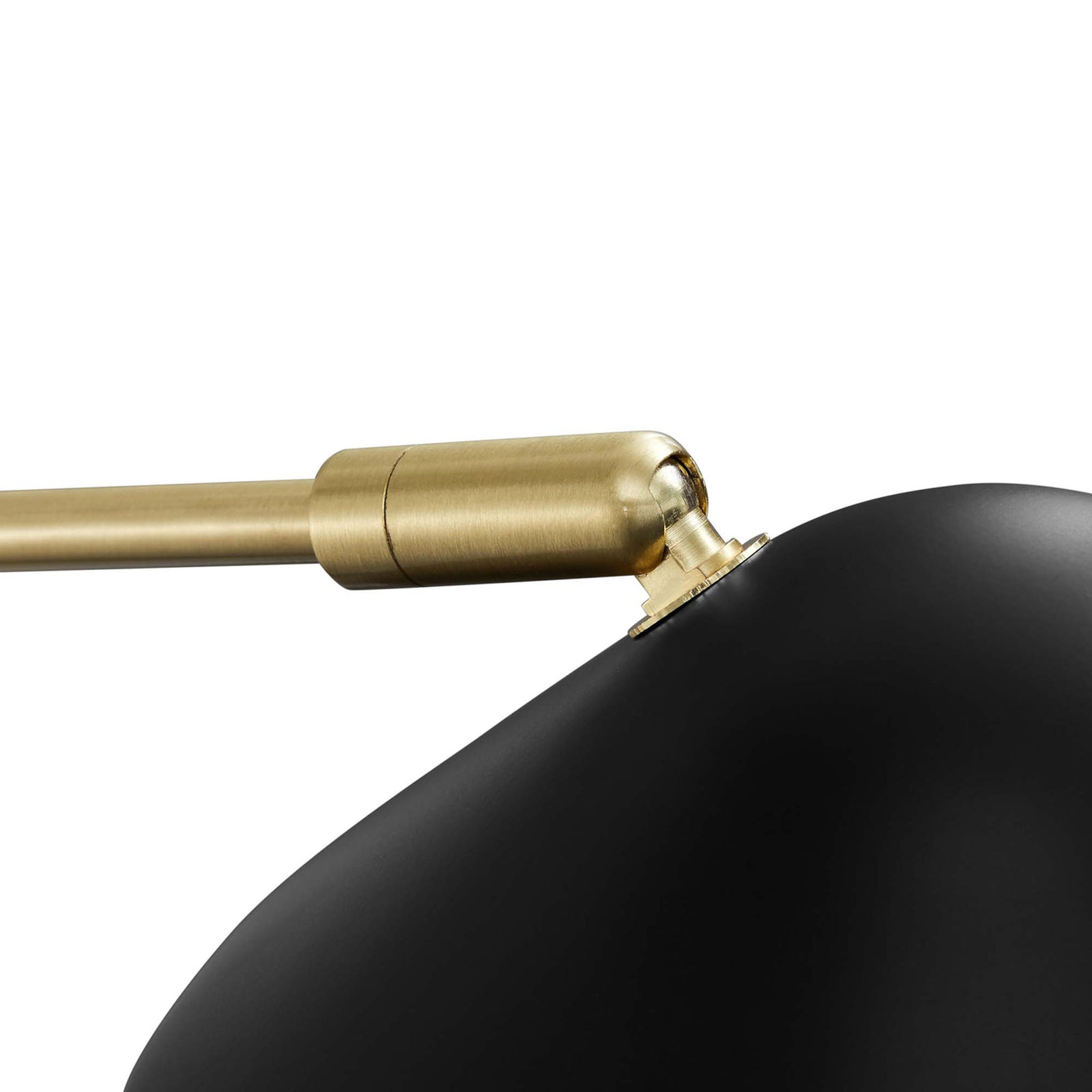 Brass swivel at the top of the black shade allows smooth rotation for targeted lighting. || EEI-5295-BLK || detail_studio