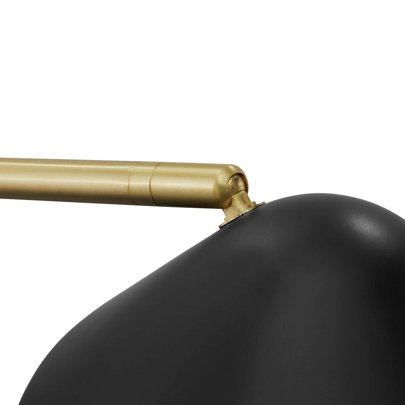 Adjustable brass swivel joint connects the pole to the shade for customized lighting angles || EEI-5298-BLK || detail_studio