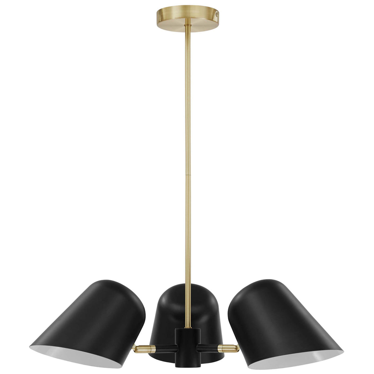 Streamlined silhouette with smooth black shades and understated satin brass hardware || EEI-5301-BLK || front_studio