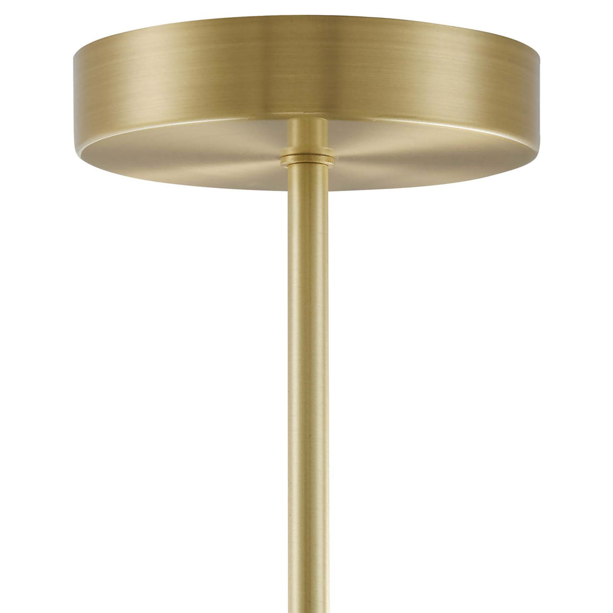 Low-profile satin brass canopy provides a polished finish and seamless ceiling mount || EEI-5301-WHI || detail_studio