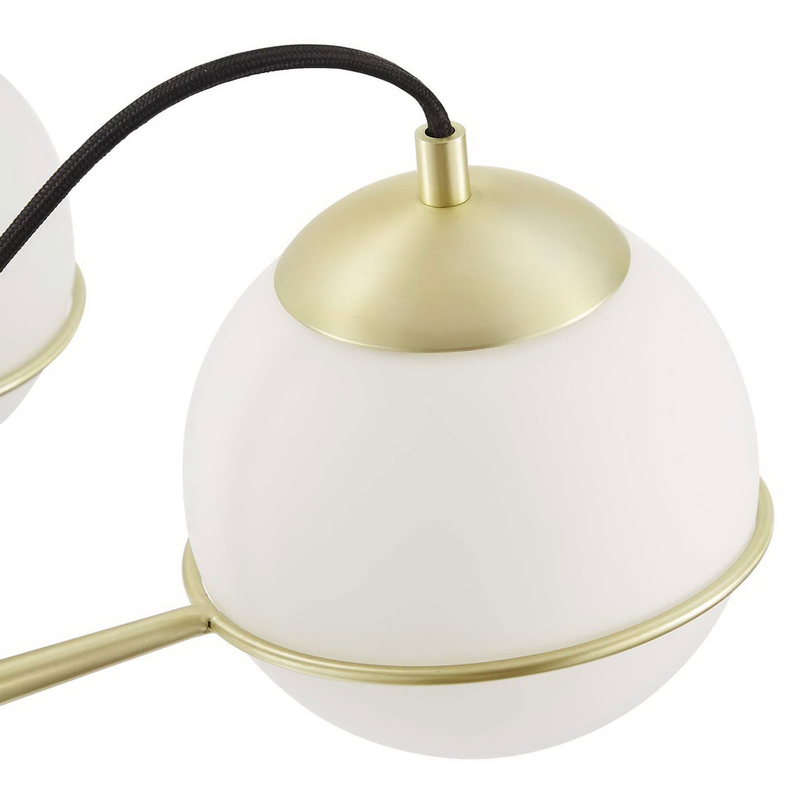 Opal glass globe with satin brass cap and ring adds refined mid-century character || EEI-5307-OPA-GLD || shade_studio