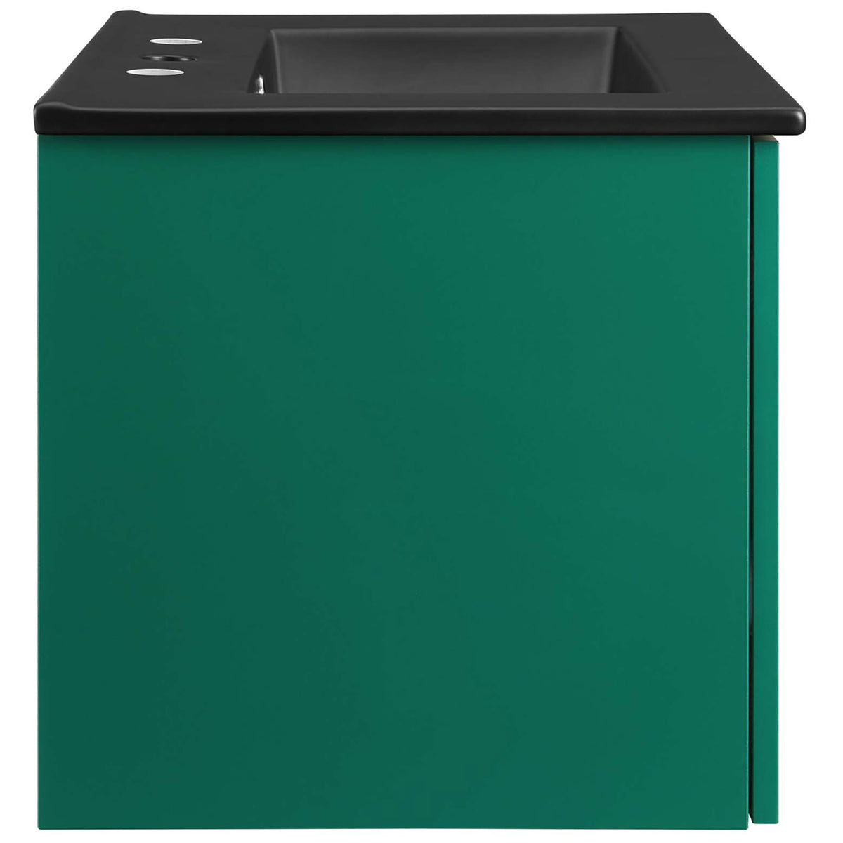 Streamlined silhouette highlights the bold green finish and smooth, softly rounded sink edge || EEI-5370-GRN-BLK || side_studio