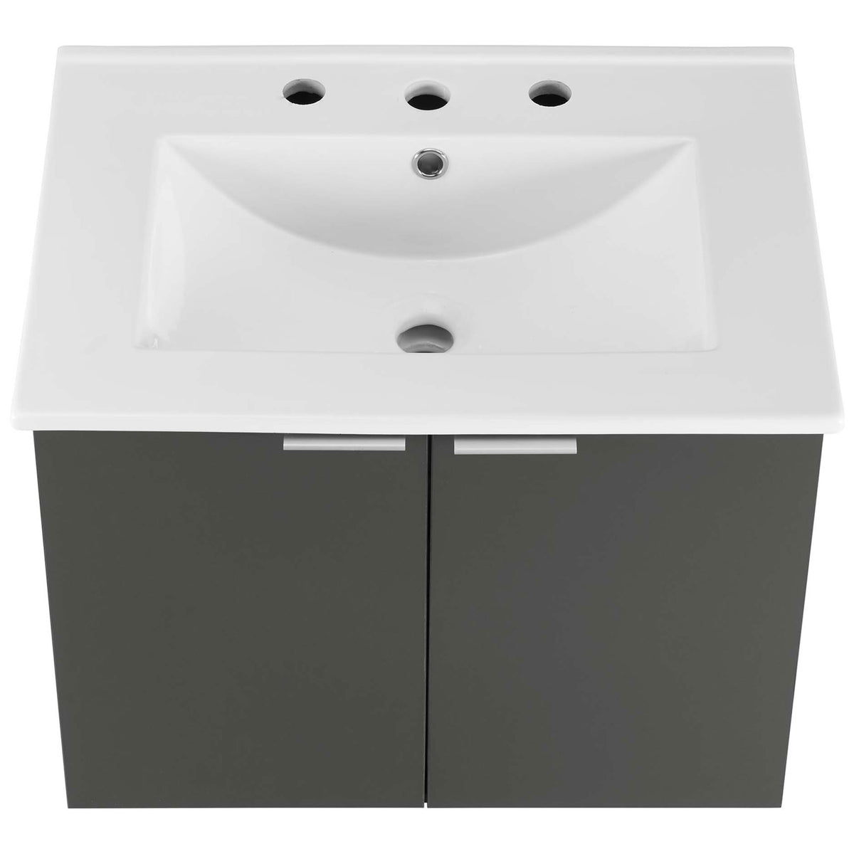 Integrated basin with overflow and 8-inch widespread faucet drilling || EEI-5379-GRY-WHI || top_studio