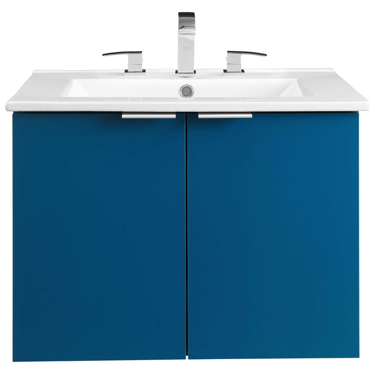 Navy vanity with white ceramic sink, compatible with 8-inch widespread faucet || EEI-5379-NAV-WHI || front_studio